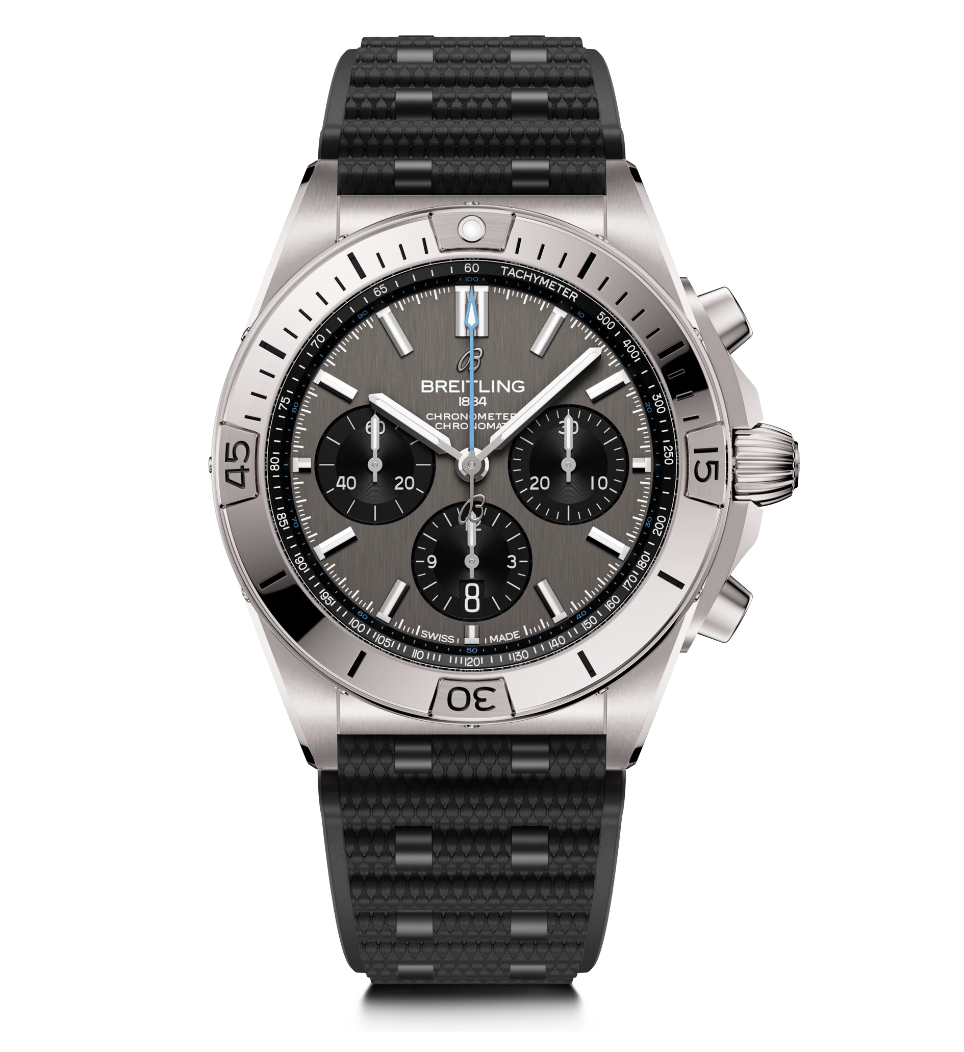 Breitling Chronomat B01 42 Watch with Black Rubber Rouleaux Strap