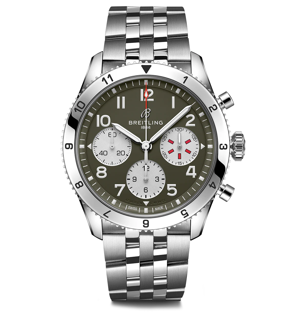 Breitling Classic AVI Chronograph 42 Curtiss Warhawk Watch with Stainless Steel Bracelet