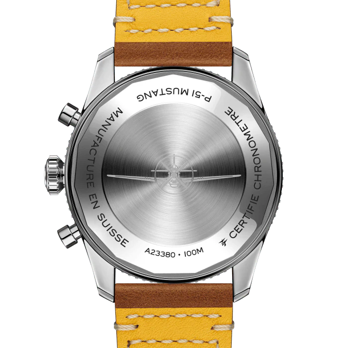 Breitling Classic AVI Chronograph 42 P-51 Mustang Watch with a Gold Brown Leather Strap - Image 2
