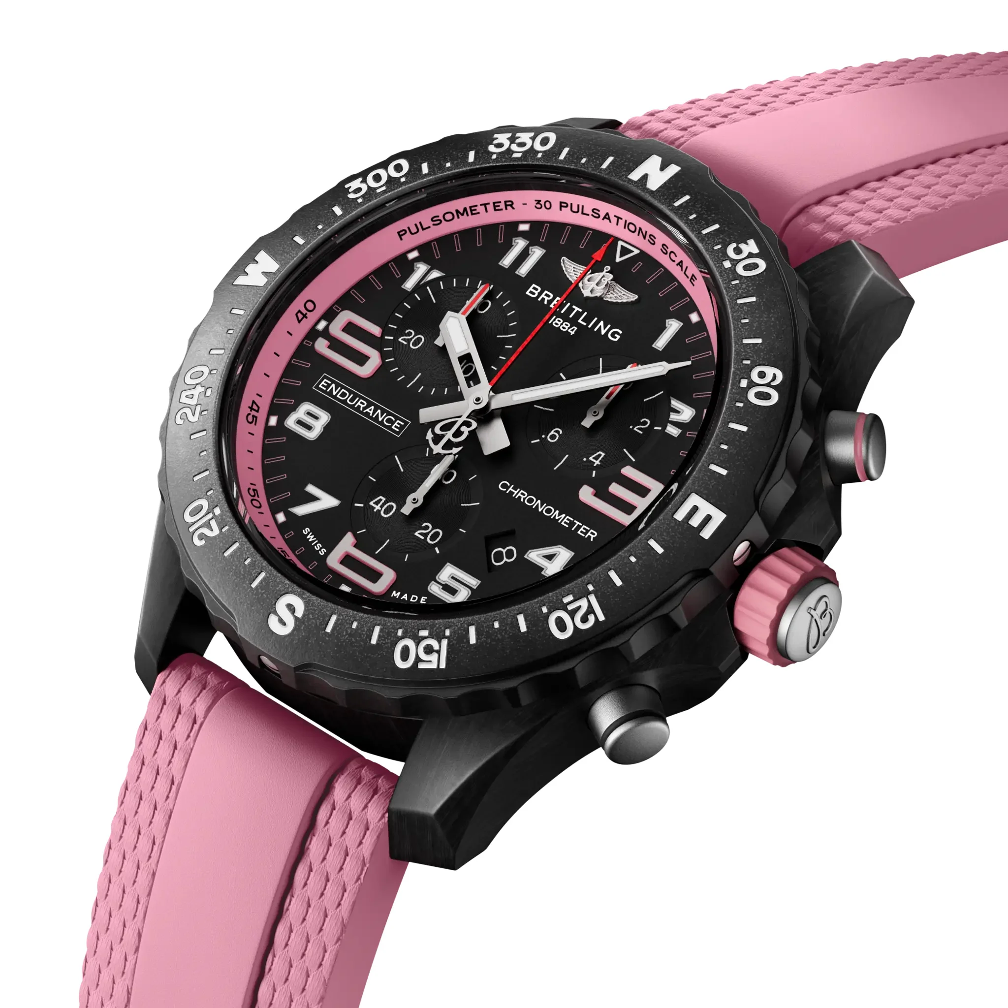 Breitling Endurance Pro 38 Watch with Pink Rubber Strap - Image 2