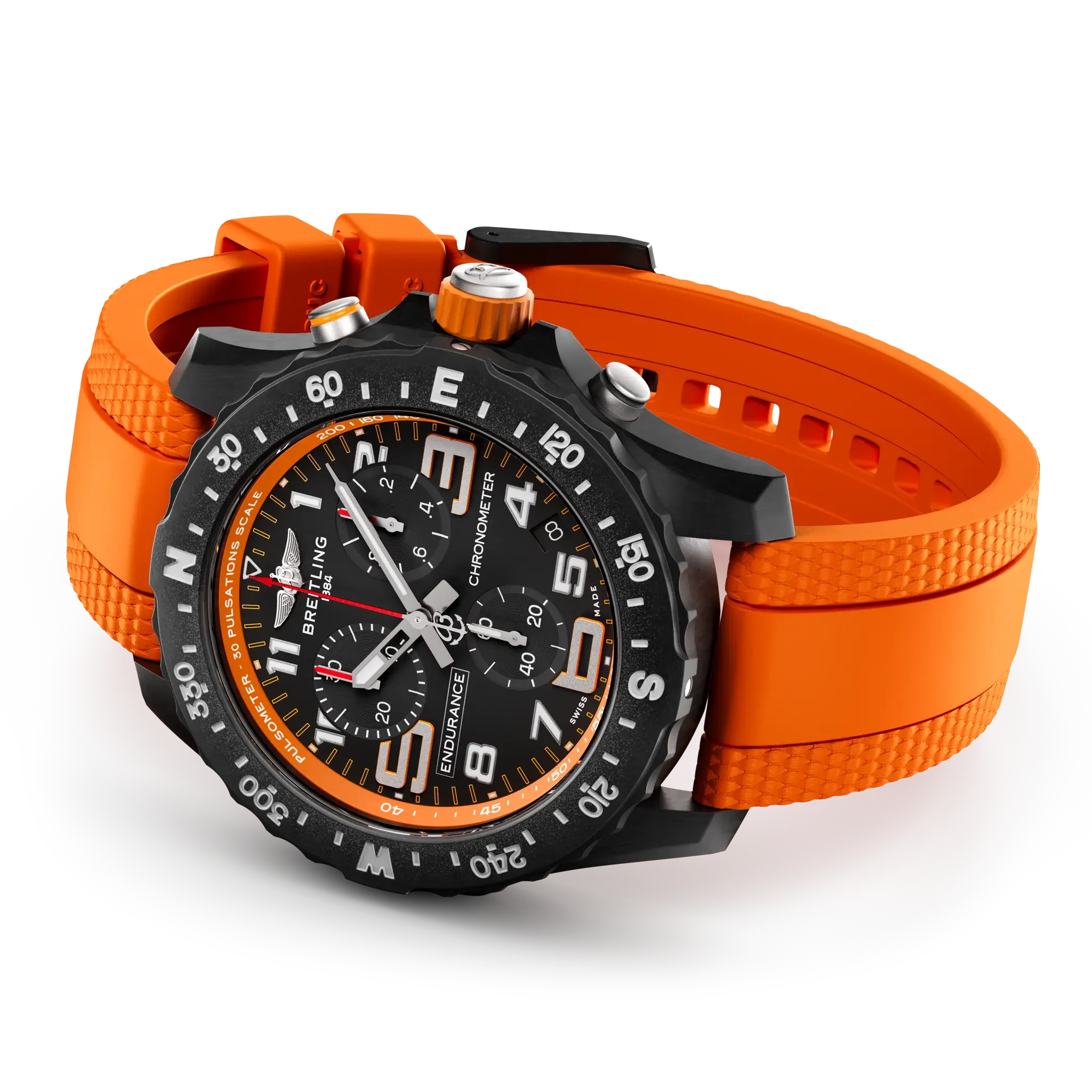 Breitling Endurance Pro 44 Watch with Orange Rubber Strap - Image 2