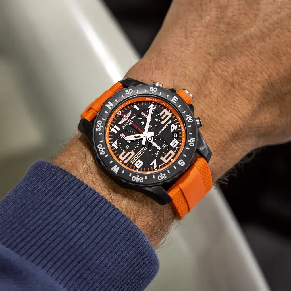 Breitling Endurance Pro 44 Watch with Orange Rubber Strap - Image 3