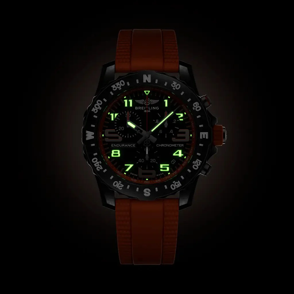 Breitling Endurance Pro 44 Watch with Orange Rubber Strap - Image 4