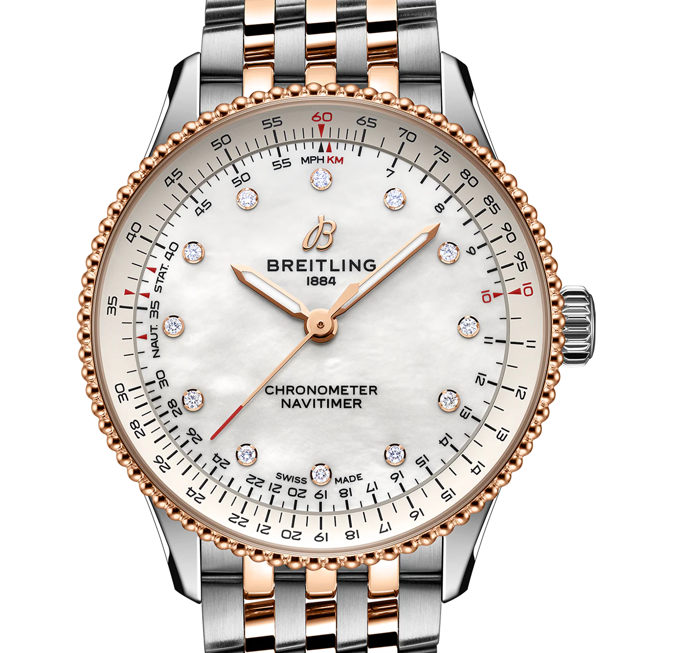 Breitling Navitimer Automatic 36mm Watch with Mother-of-Pearl Dial - Image 5