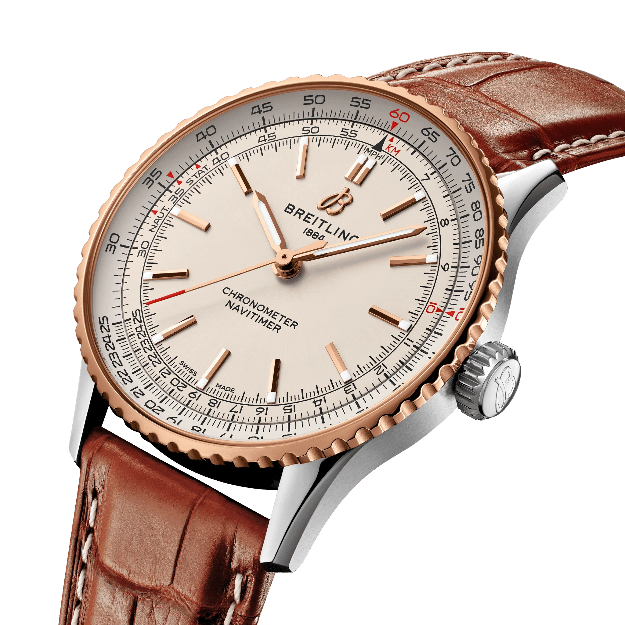 Breitling Navitimer Automatic 41 Watch with Brown Leather Strap - Image 2