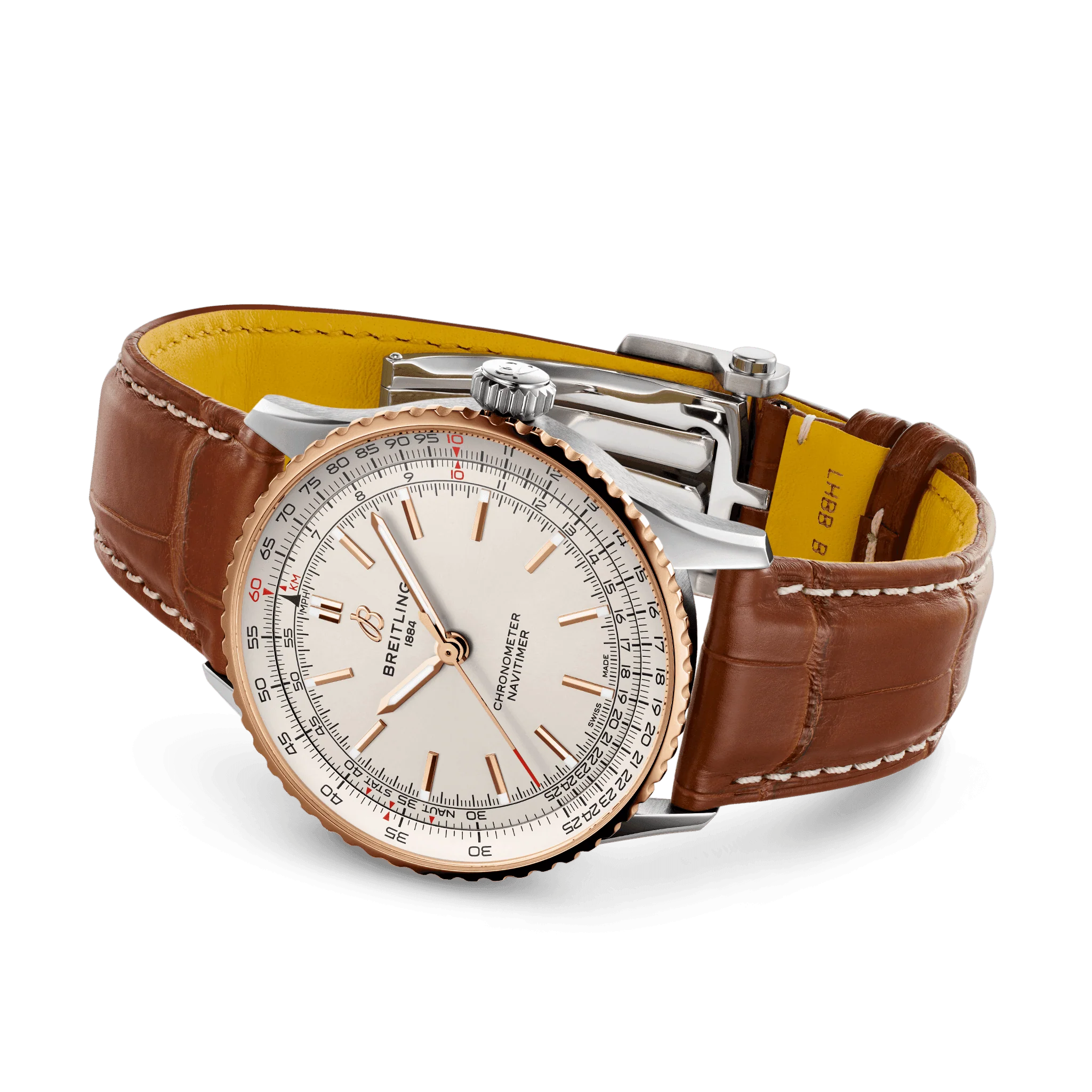 Breitling Navitimer Automatic 41 Watch with Brown Leather Strap - Image 4