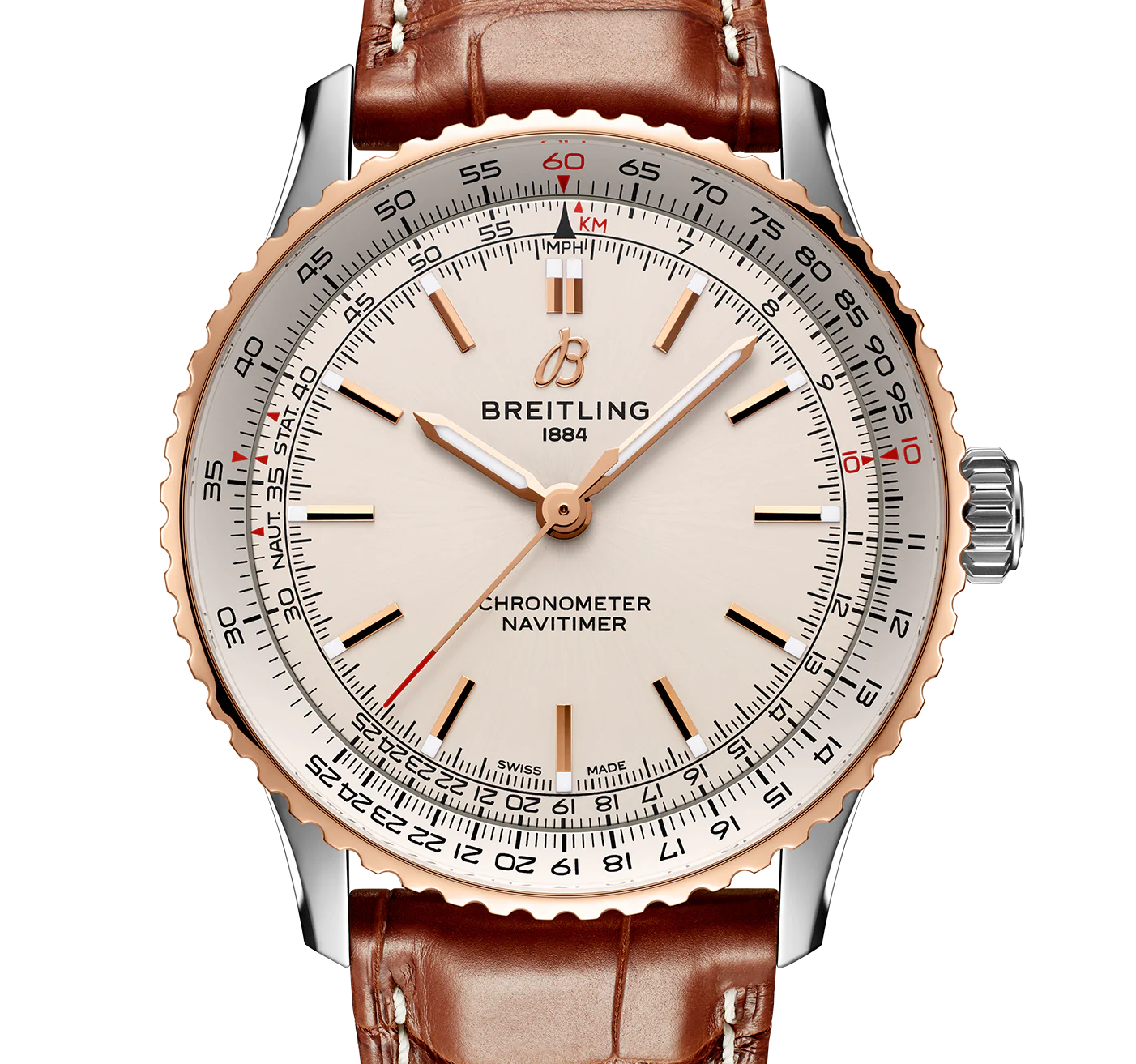Breitling Navitimer Automatic 41 Watch with Brown Leather Strap - Image 5