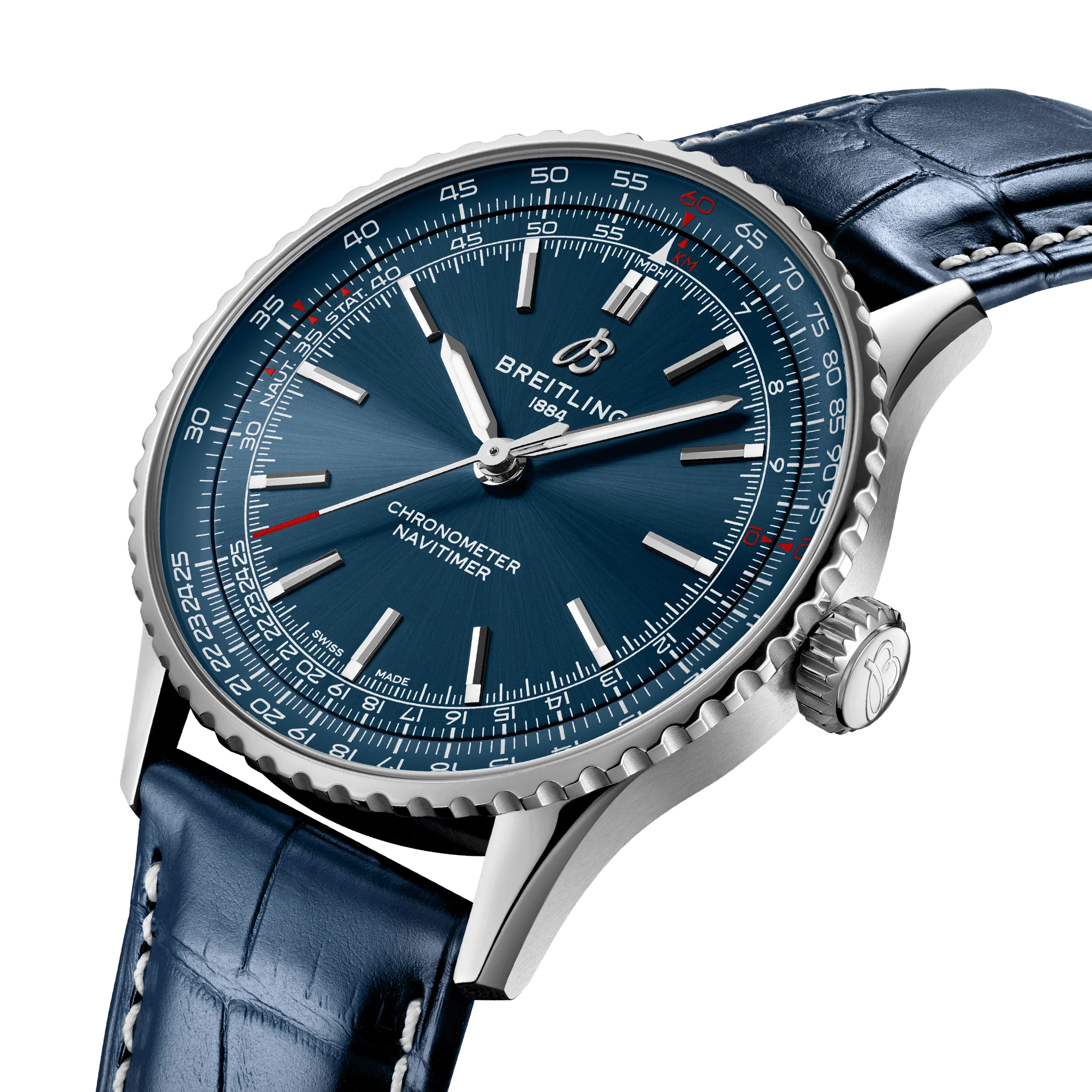 Breitling Navitimer Automatic 41 Watch with Navy Leather Strap - Image 2