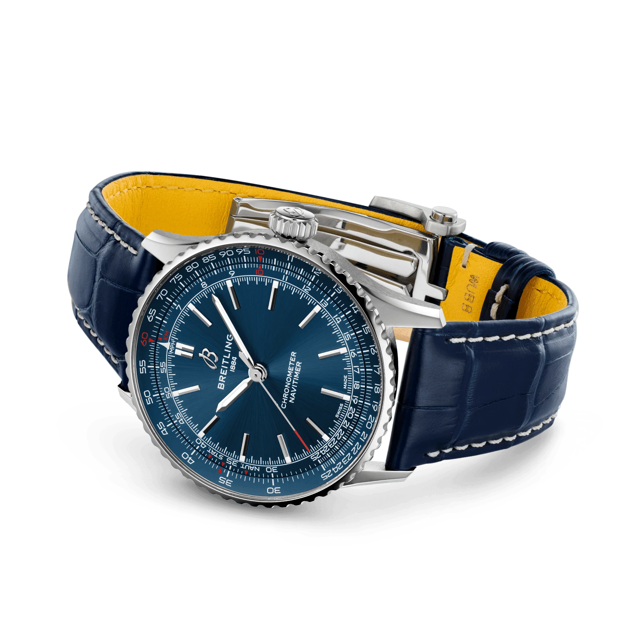 Breitling Navitimer Automatic 41 Watch with Navy Leather Strap - Image 4