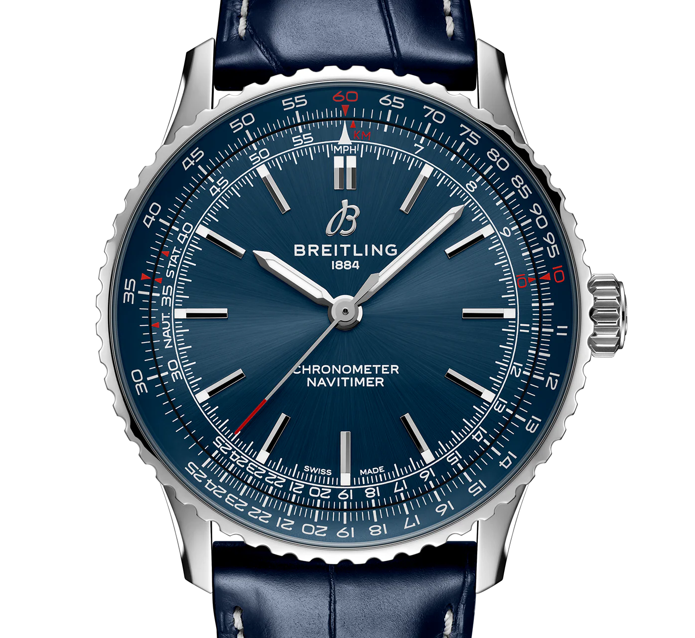Breitling Navitimer Automatic 41 Watch with Navy Leather Strap - Image 5