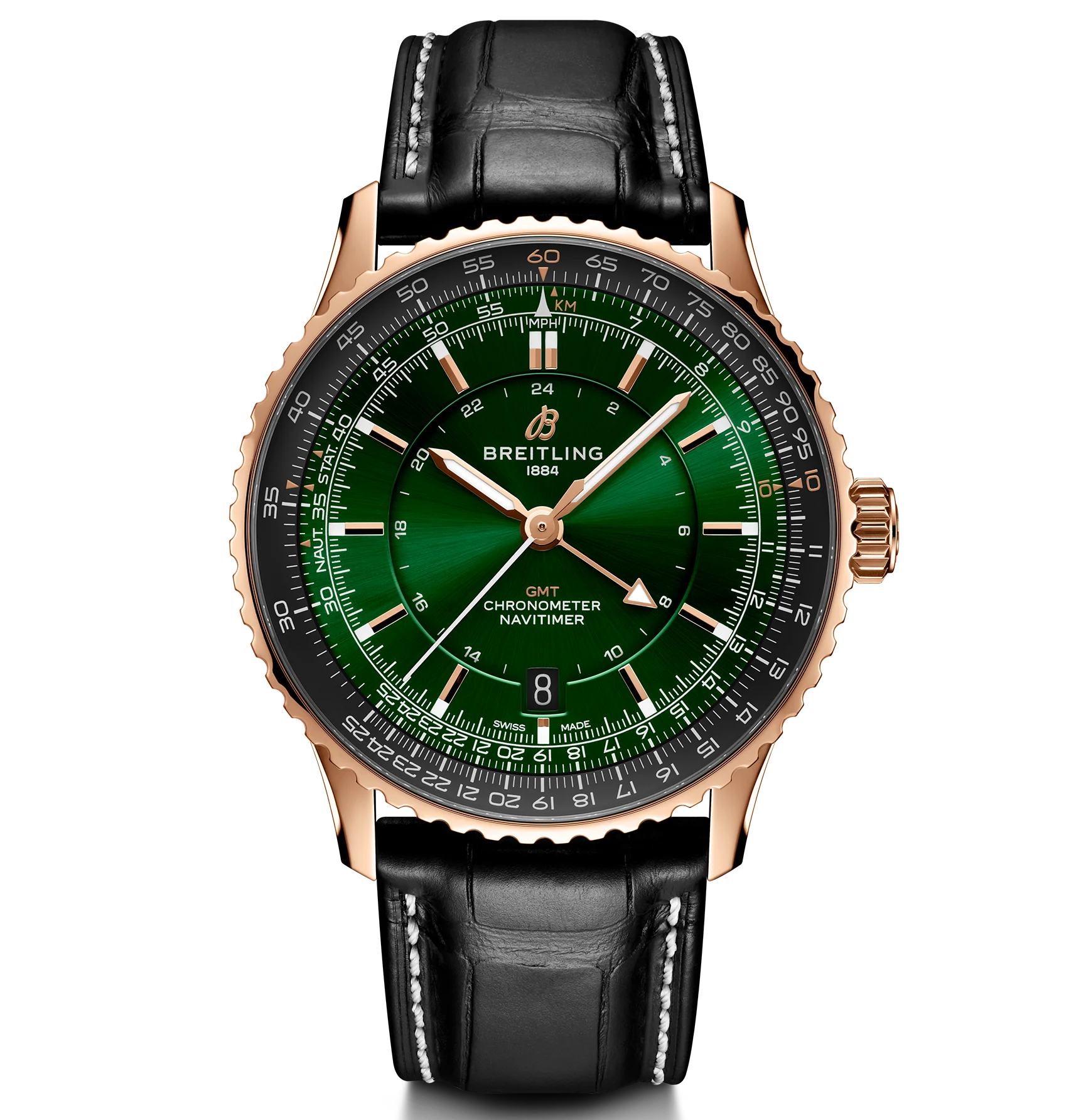 Breitling Navitimer Automatic GMT 41 Watch with Green Dial