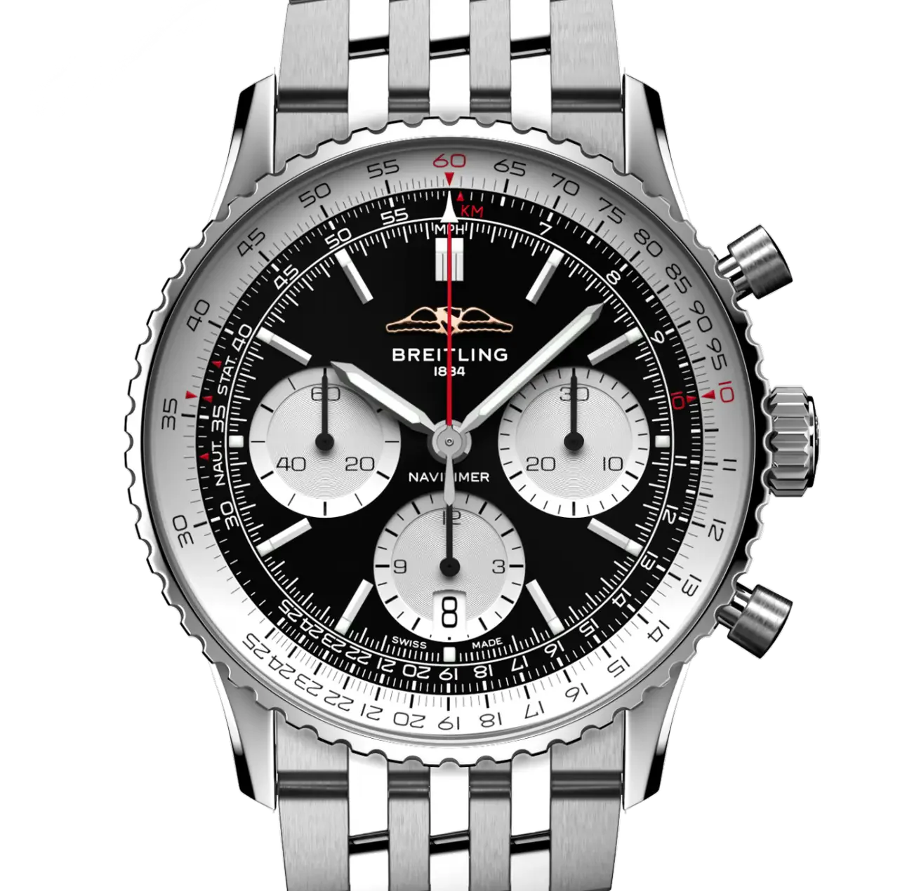 Breitling Navitimer B01 Chronograph 41 Watch with Stainless Steel Bracelet - Image 6