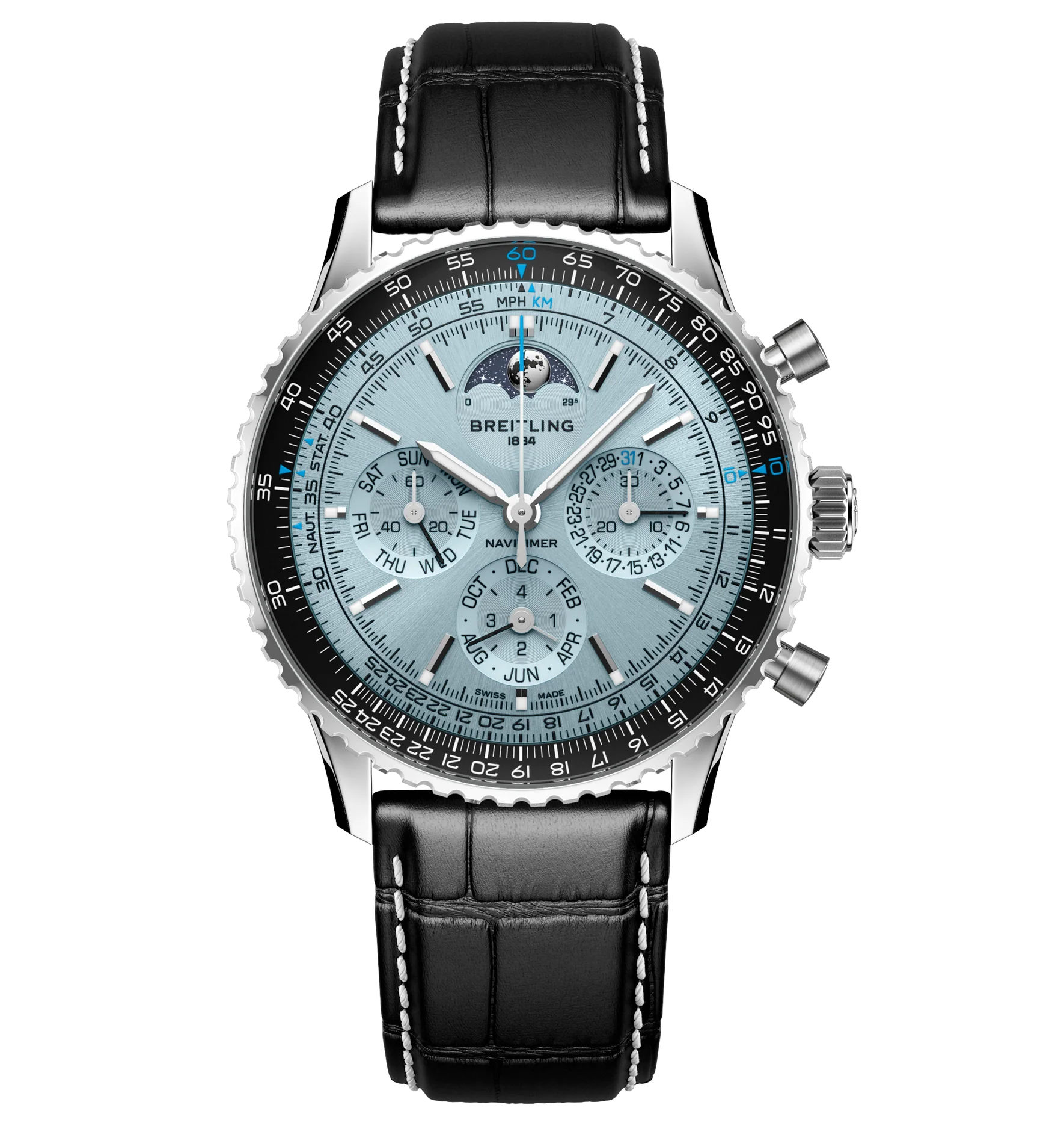 Breitling Navitimer B19 Chronograph 43 Perpetual Calendar Watch with Leather Strap
