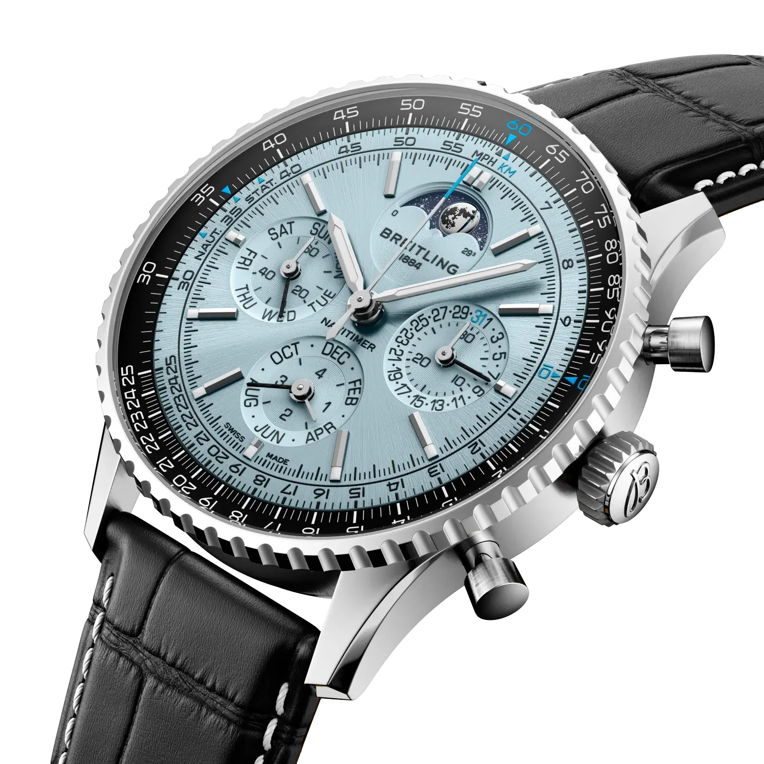 Breitling Navitimer B19 Chronograph 43 Perpetual Calendar Watch with Leather Strap - Image 2