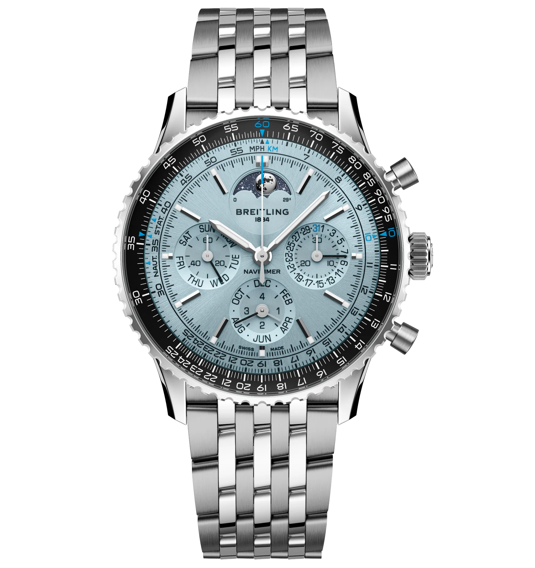 Breitling Navitimer B19 Chronograph 43 Perpetual Calendar Watch with Stainless Steel Bracelet