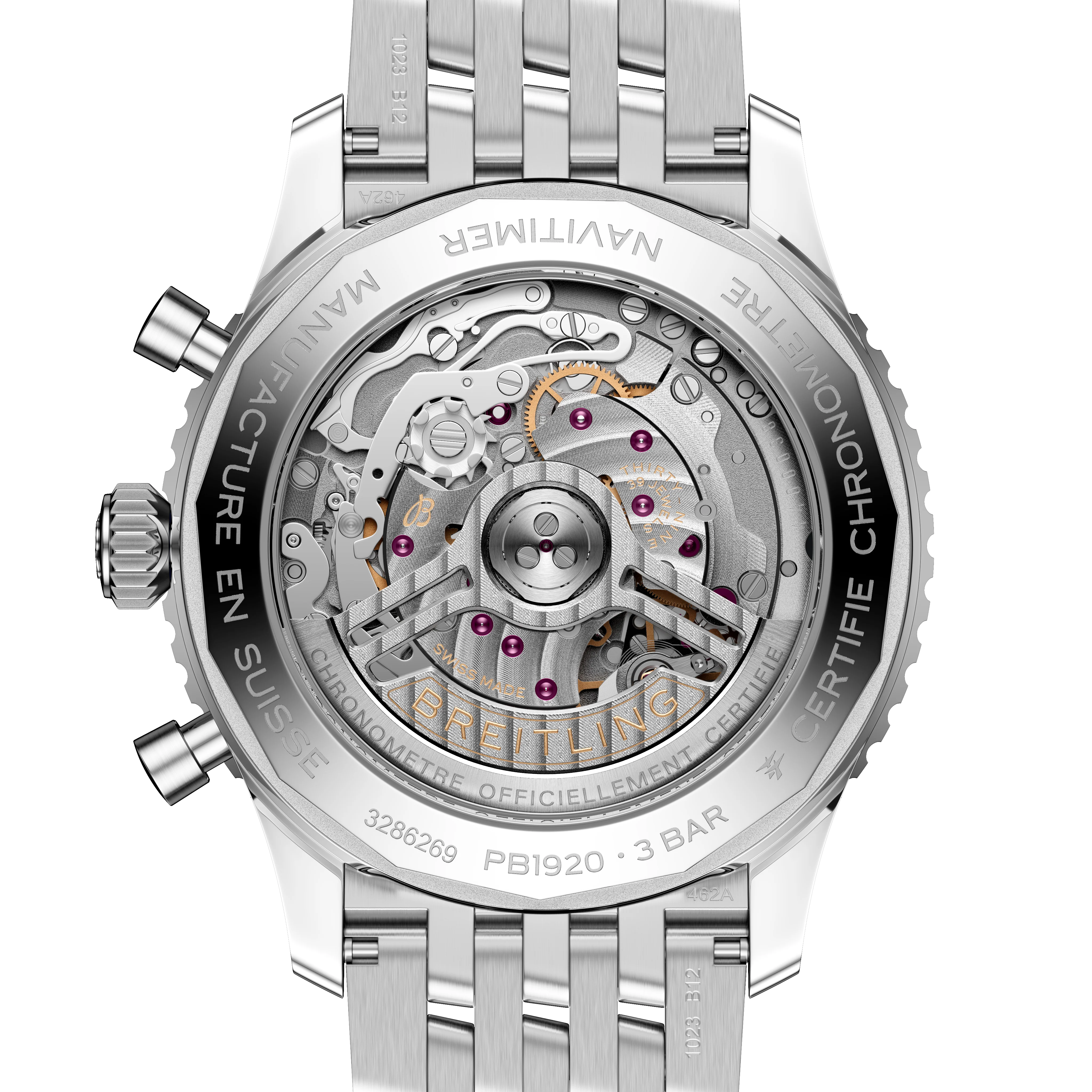 Breitling Navitimer B19 Chronograph 43 Perpetual Calendar Watch with Stainless Steel Bracelet - Image 4