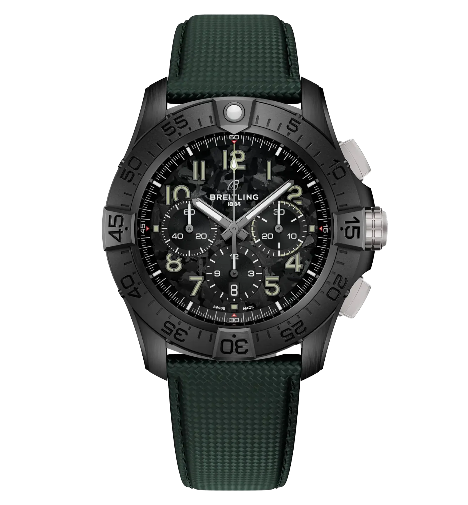 Breitling Super Avenger B01 Chronograph 46 Night Mission Watch with Khaki Green Leather Strap