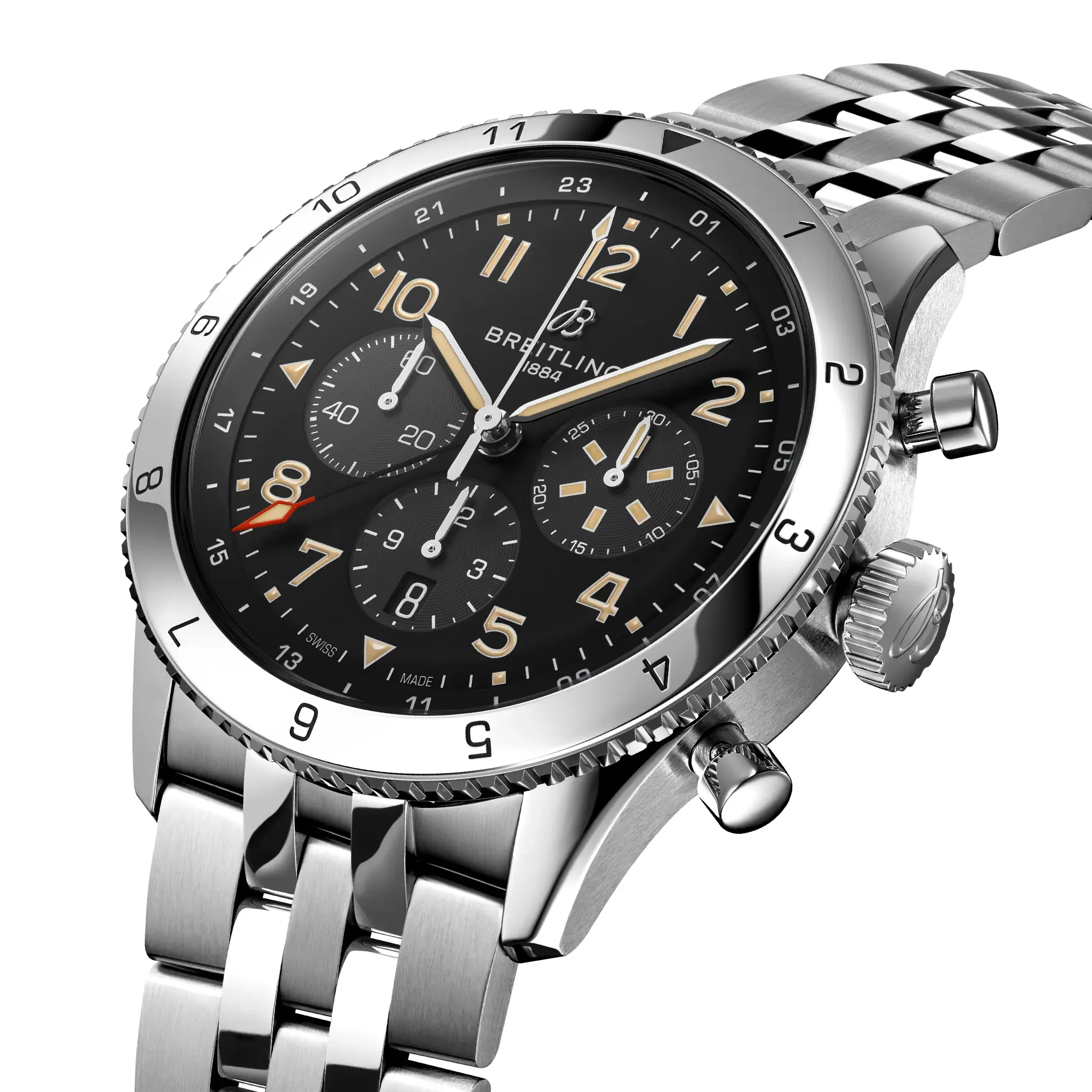 Breitling Super AVI B04 Chronograph GMT 46 P-51 Mustang Watch with Stainless Steel Bracelet - Image 2