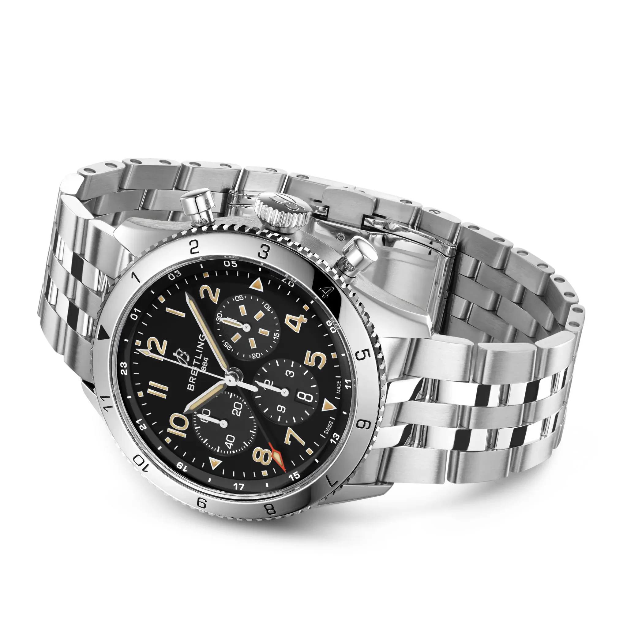 Breitling Super AVI B04 Chronograph GMT 46 P-51 Mustang Watch with Stainless Steel Bracelet - Image 3
