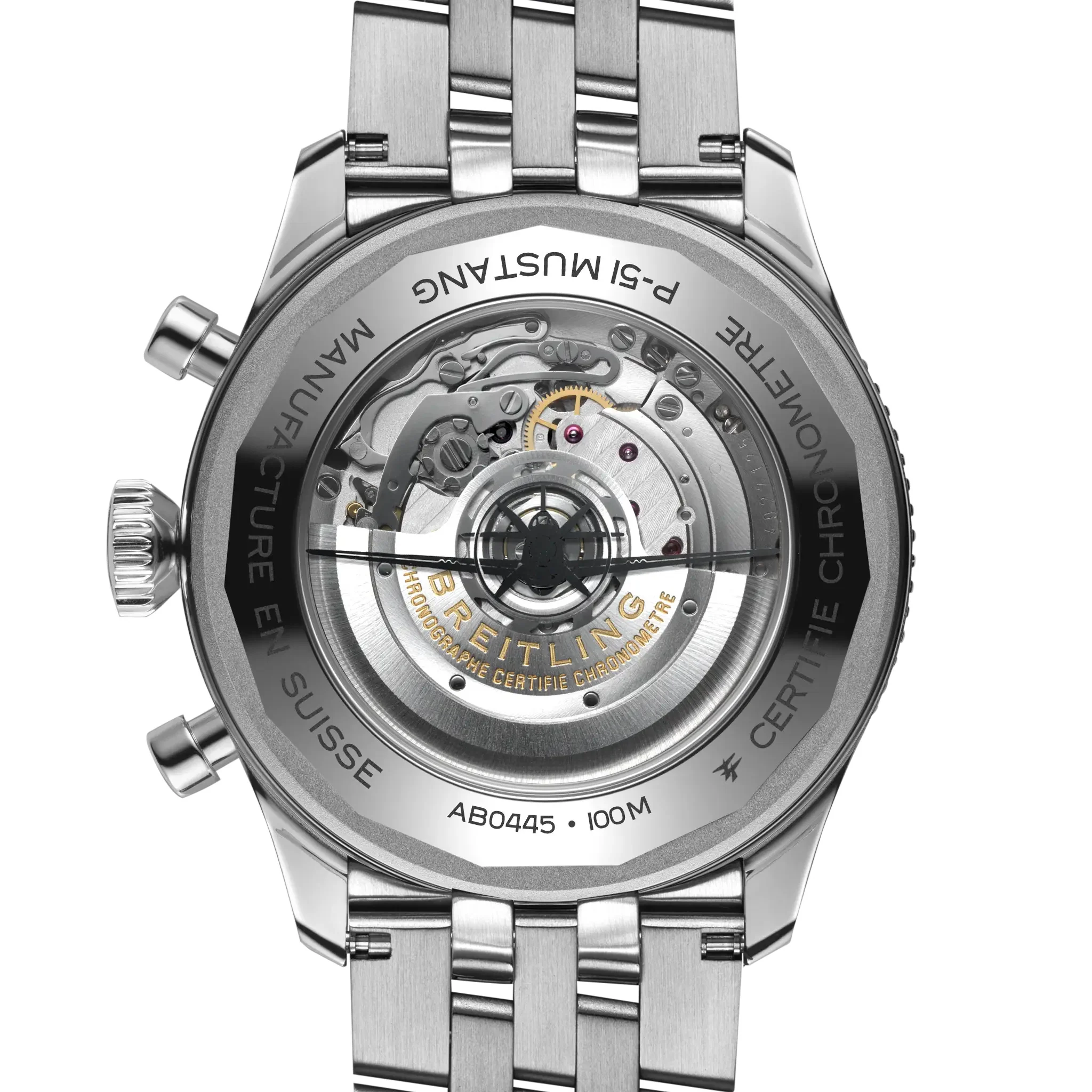Breitling Super AVI B04 Chronograph GMT 46 P-51 Mustang Watch with Stainless Steel Bracelet - Image 4