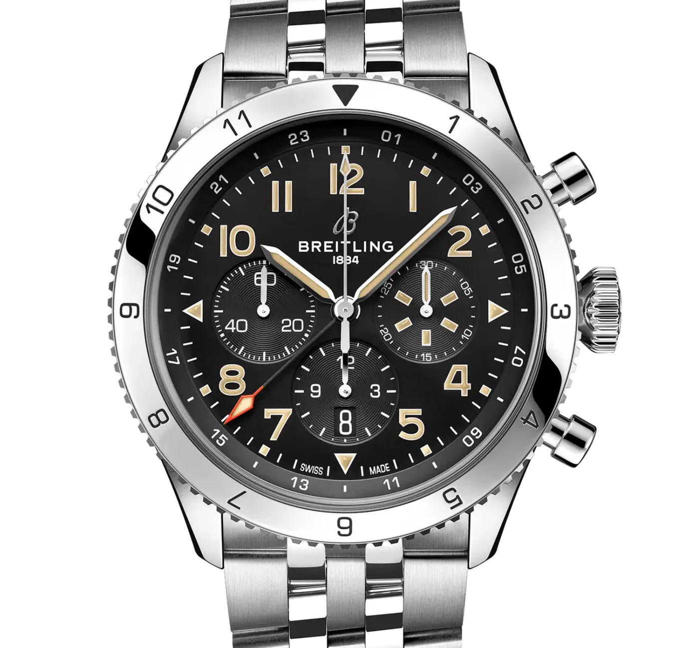 Breitling Super AVI B04 Chronograph GMT 46 P-51 Mustang Watch with Stainless Steel Bracelet - Image 6