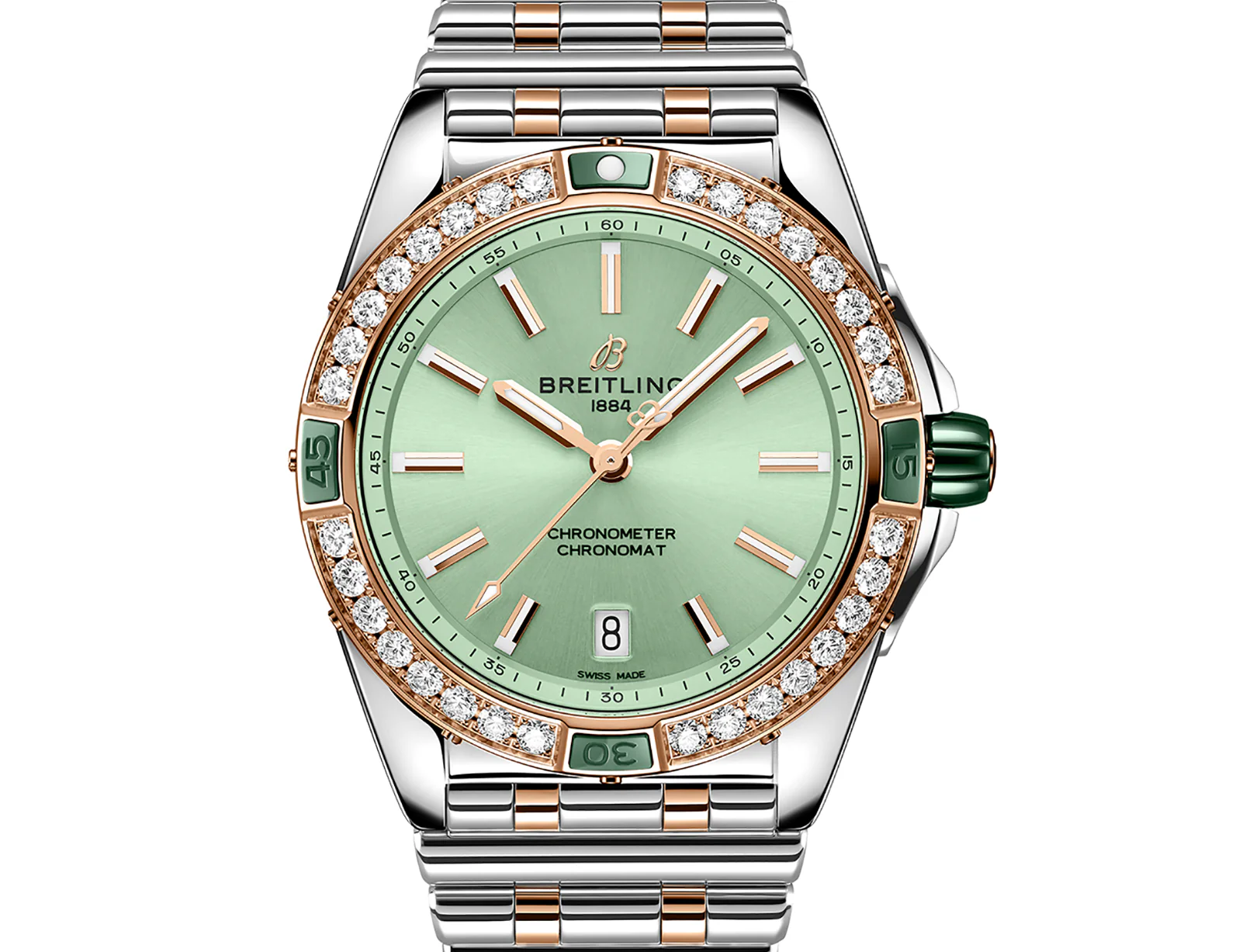 Breitling Super Chronomat 38mm Diamond Watch with Mint Dial - Image 3
