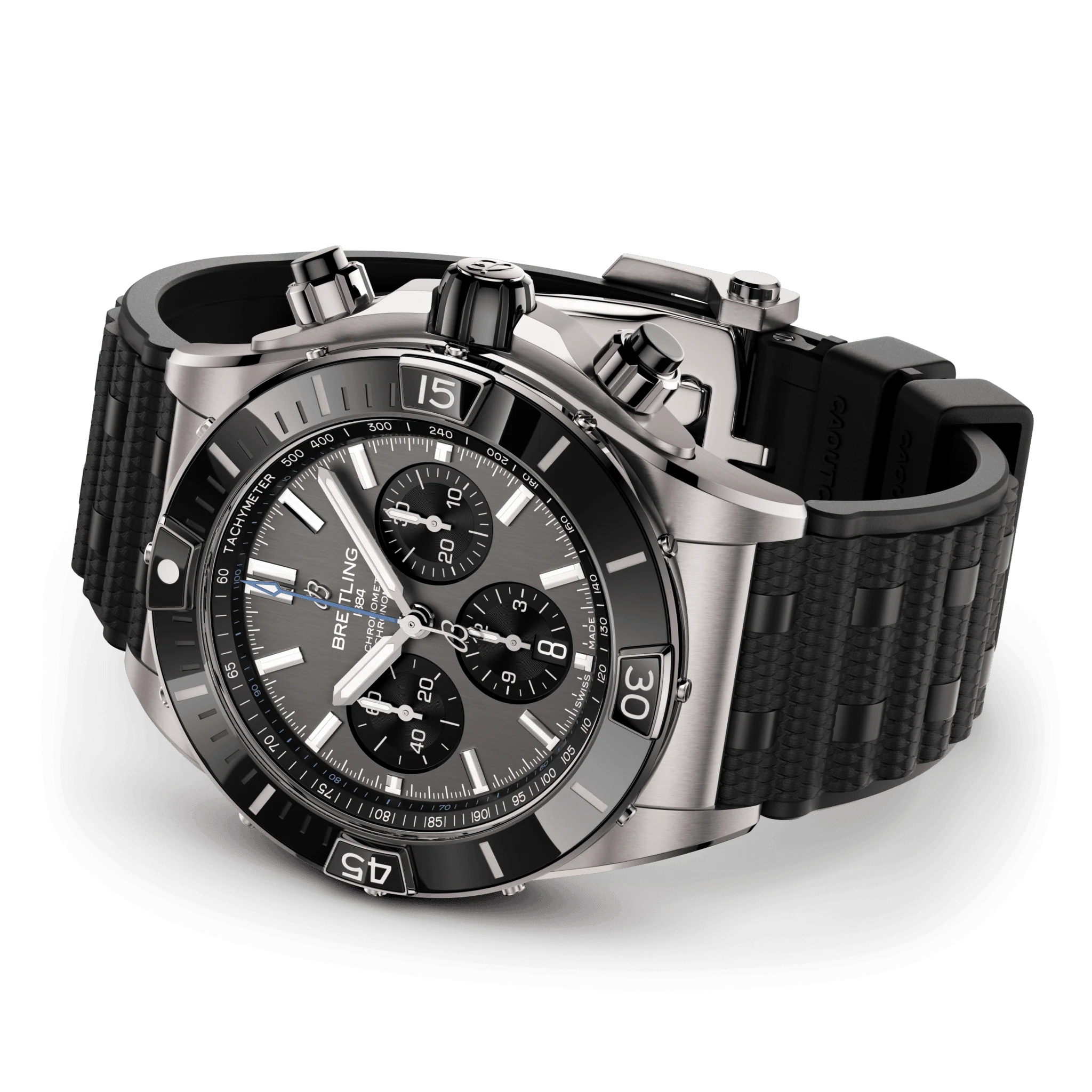 Breitling Super Chronomat B01 44 Watch with Black Rubber Rouleaux Strap - Image 3