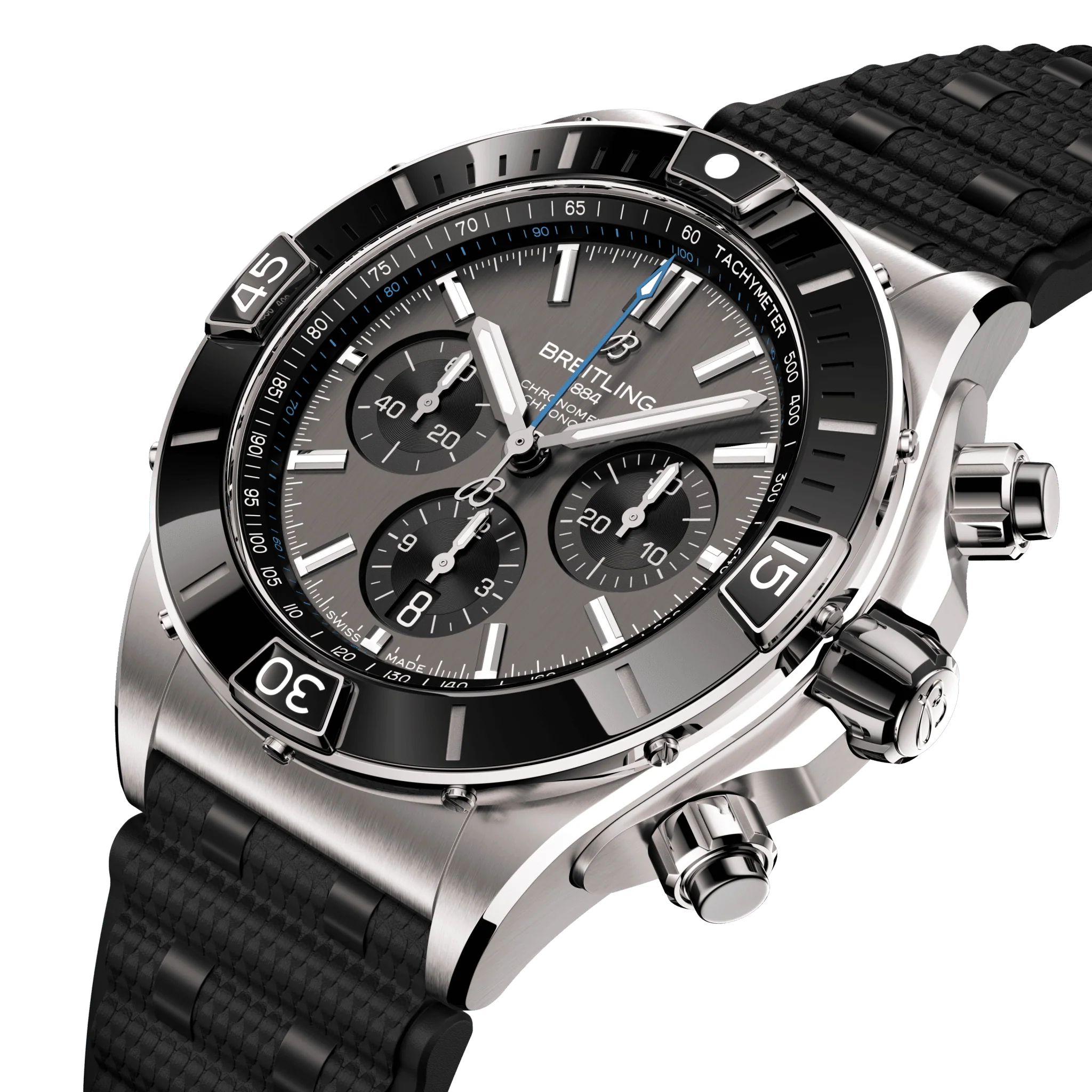 Breitling Super Chronomat B01 44 Watch with Black Rubber Rouleaux Strap - Image 4