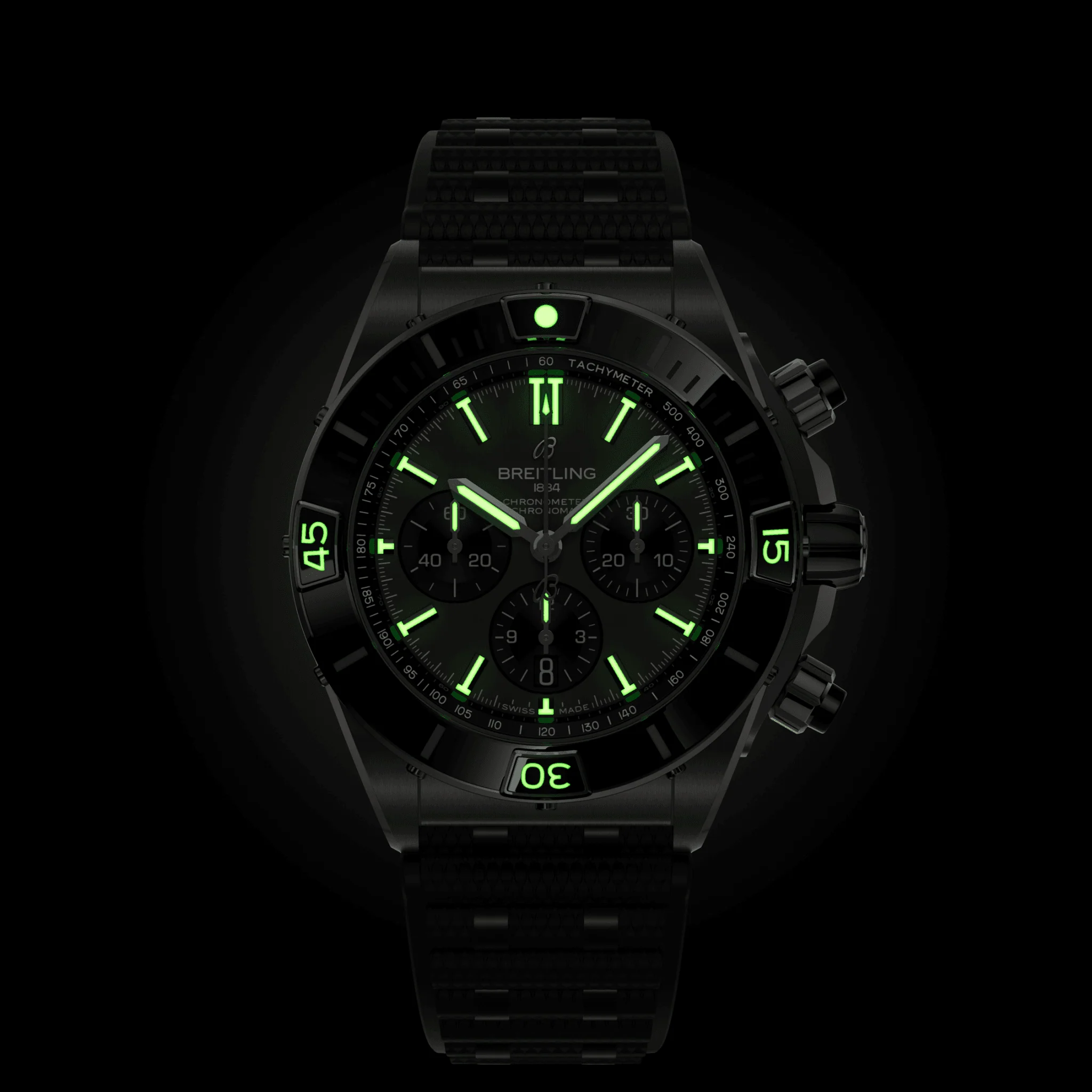 Breitling Super Chronomat B01 44 Watch with Black Rubber Rouleaux Strap - Image 6