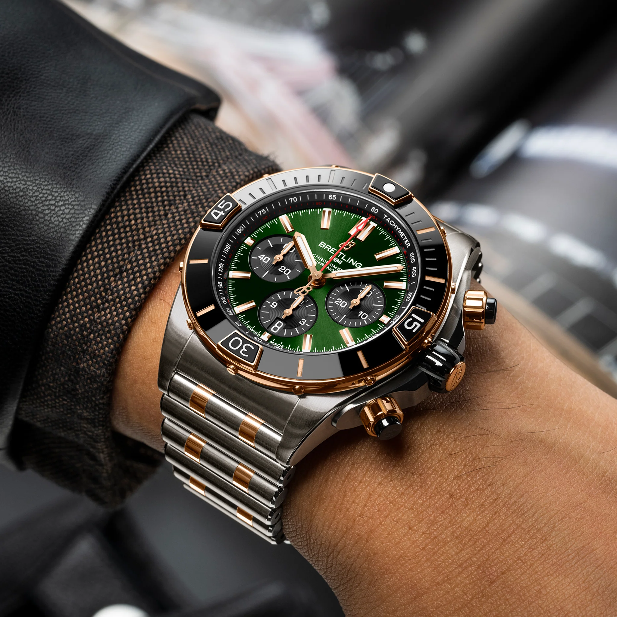 Breitling Super Chronomat B01 44 Watch with Green Dial - Image 4