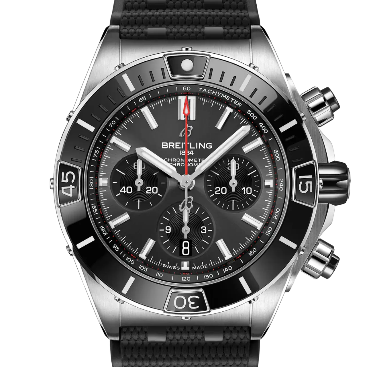 Breitling Super Chronomat B01 44 Watch with Black Rubber Strap - Image 6