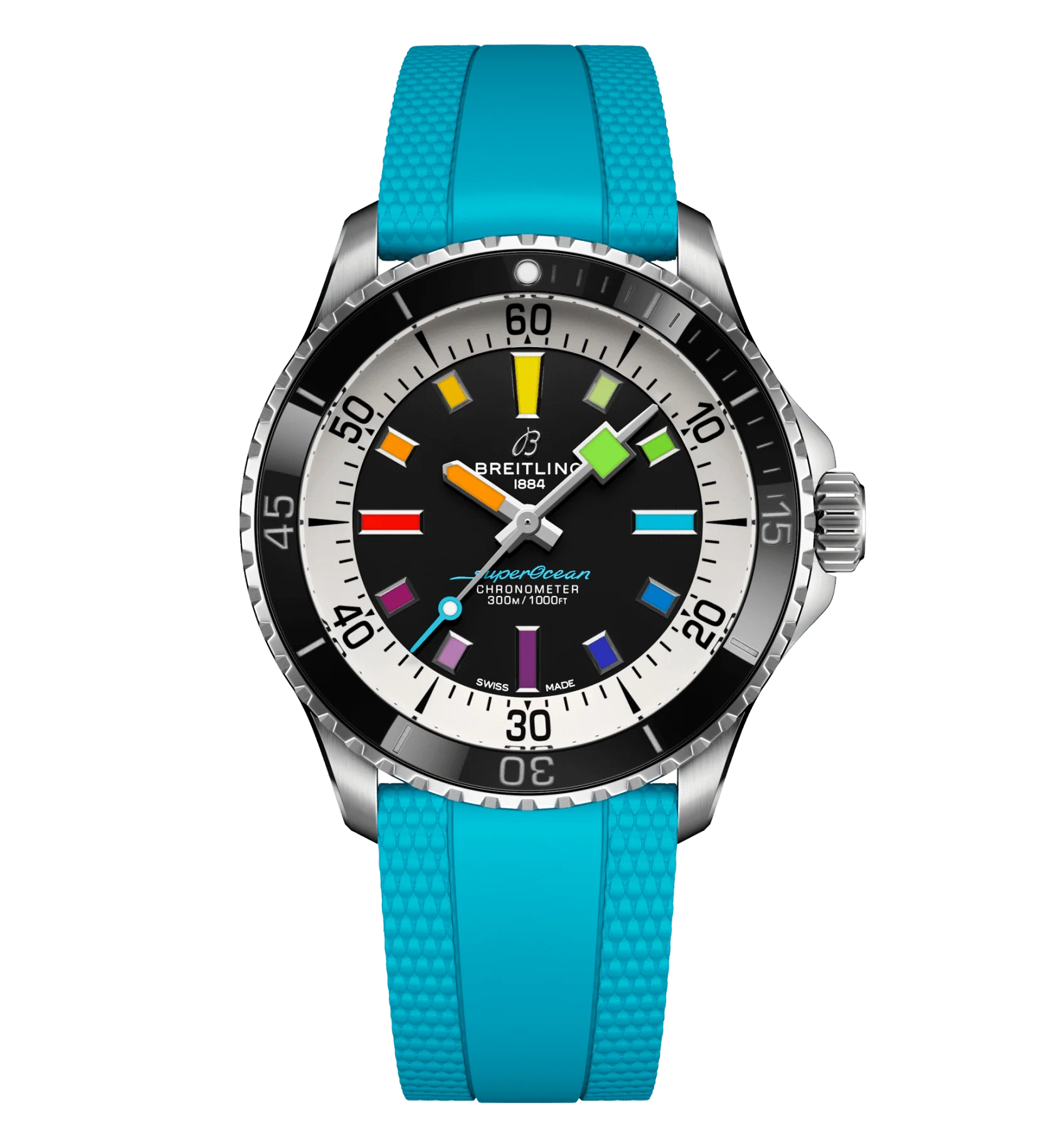 Breitling Superocean Automatic 42 Watch with Turquoise Rubber Strap