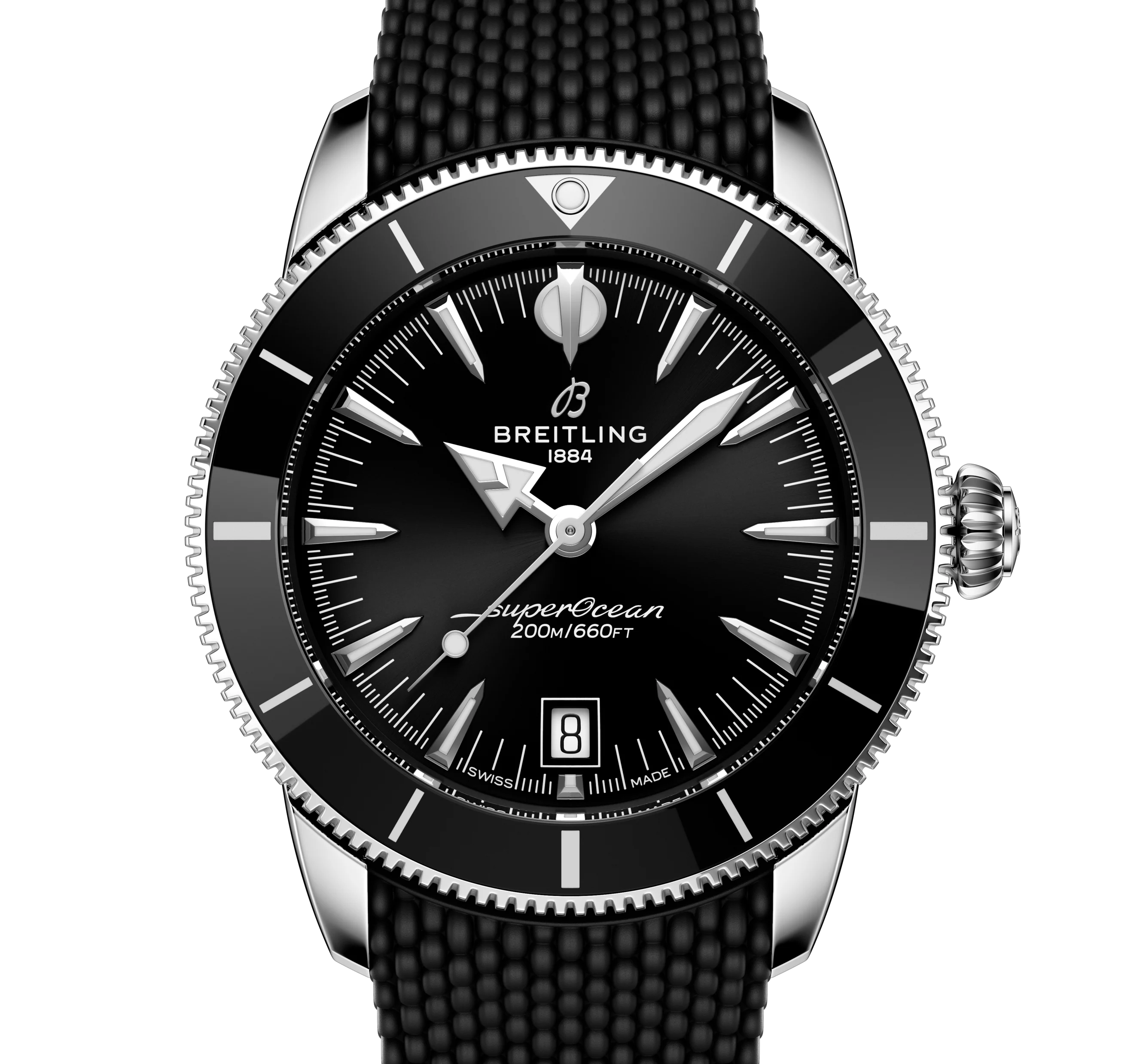 Breitling Superocean Heritage B31 Automatic 42 Watch with Black Mesh Rubber Strap - Image 3