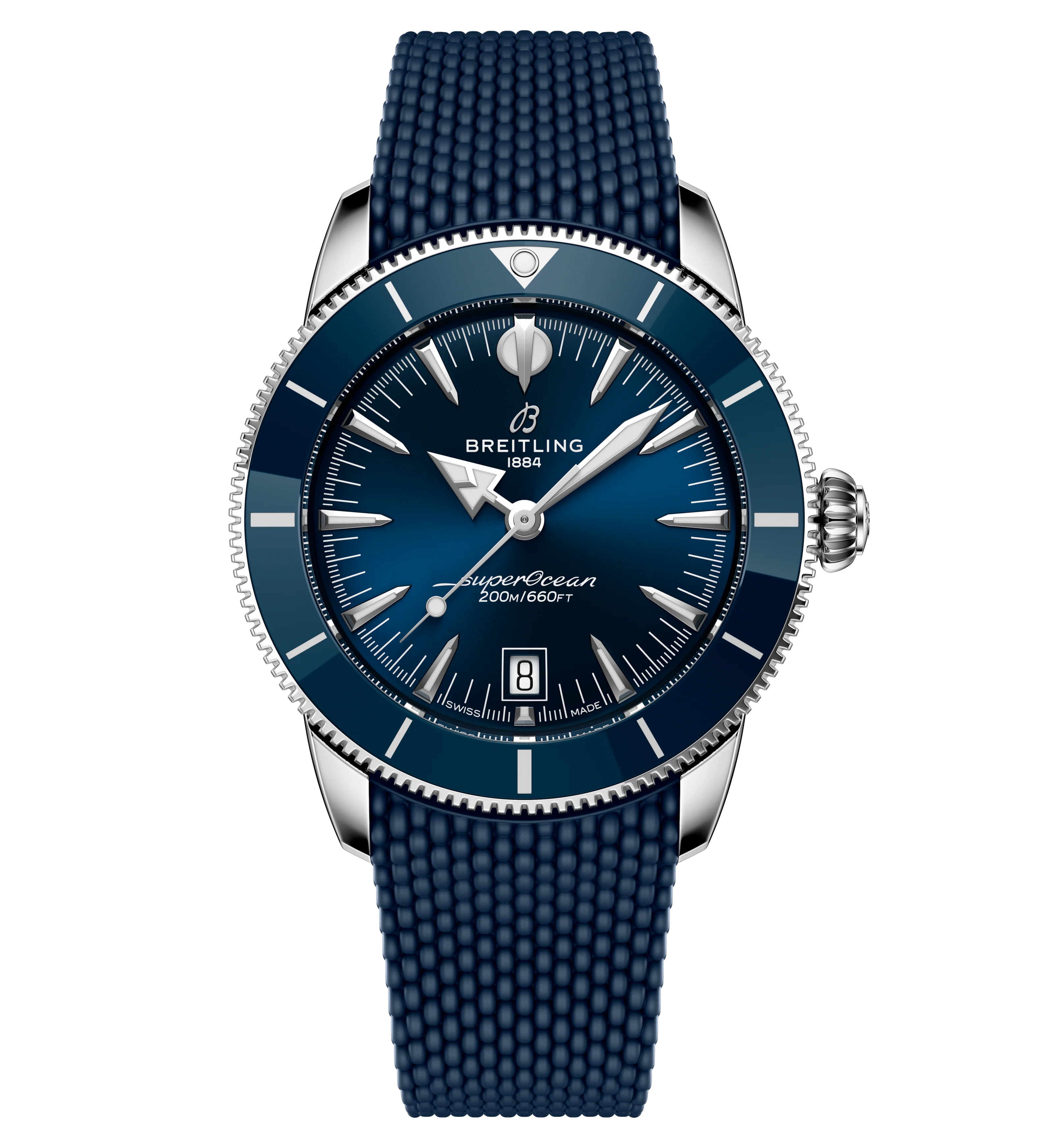 Breitling Superocean Heritage B31 Automatic 42 Watch with Blue Mesh Rubber Strap