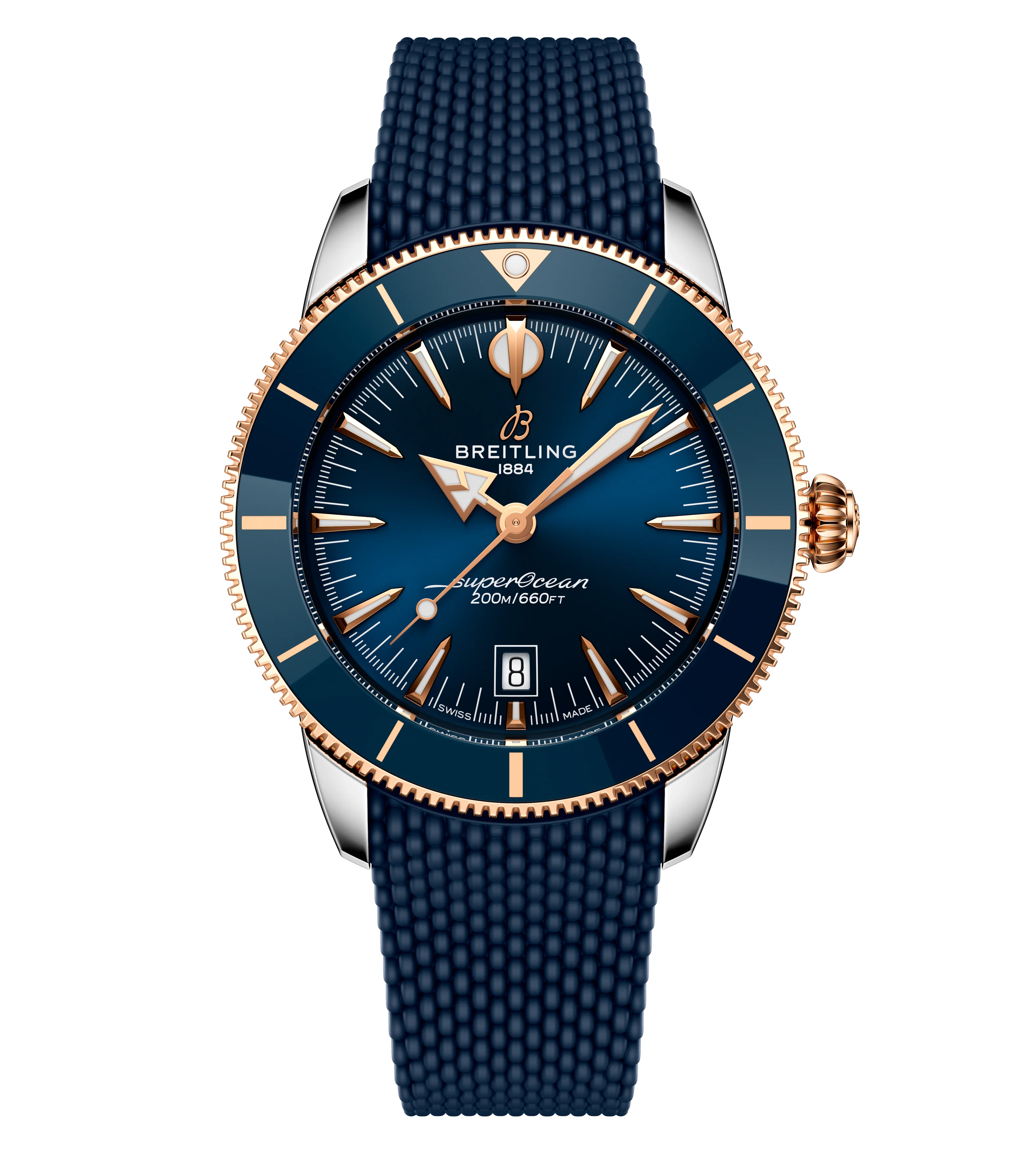 Breitling Superocean Heritage B31 Automatic 44 Watch with Blue Mesh Rubber Strap