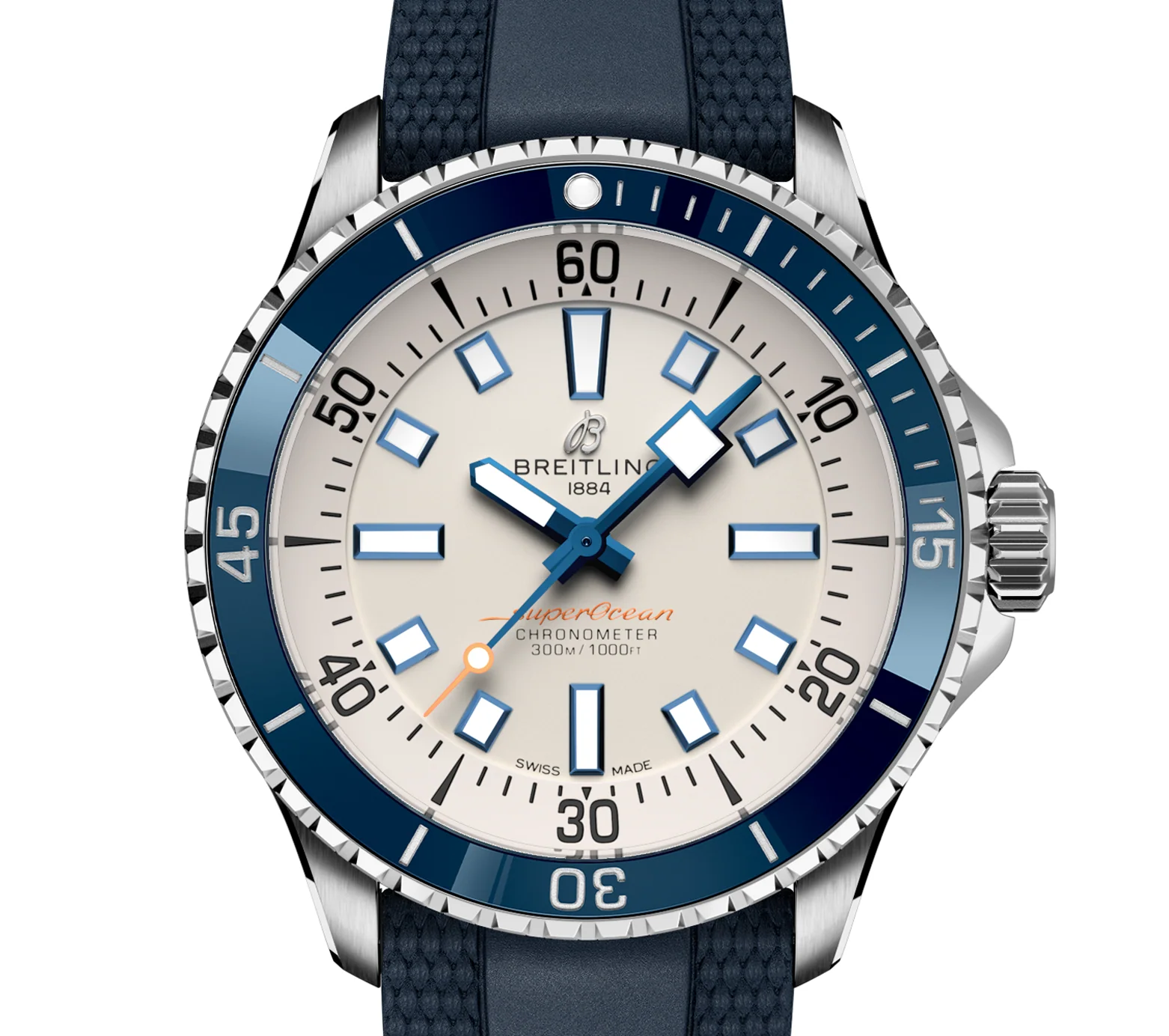 Breitling Superocean Silver on Rubber Watch, 42mm - Image 4