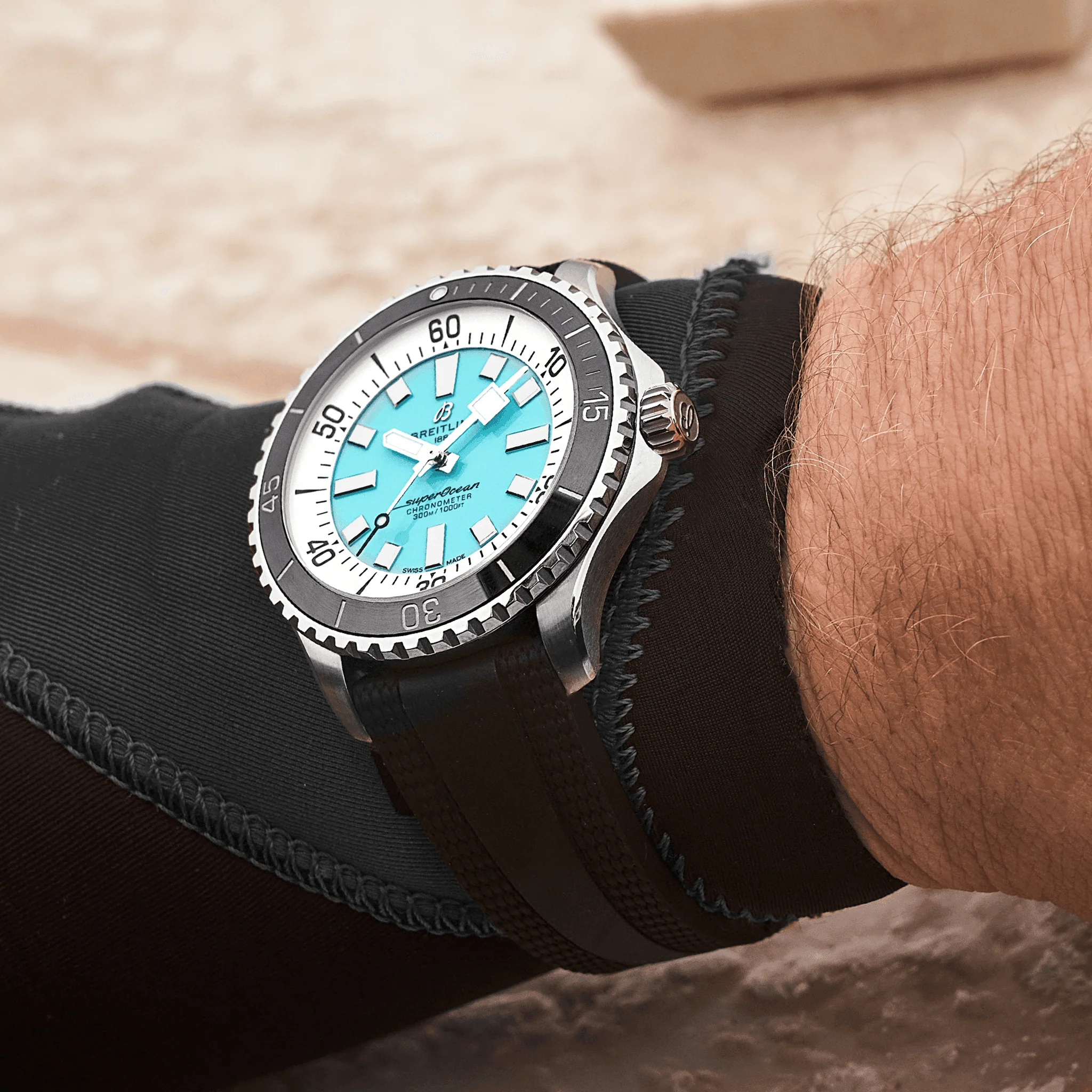 Breitling Superocean Turquoise on Rubber Watch, 44mm - Image 5