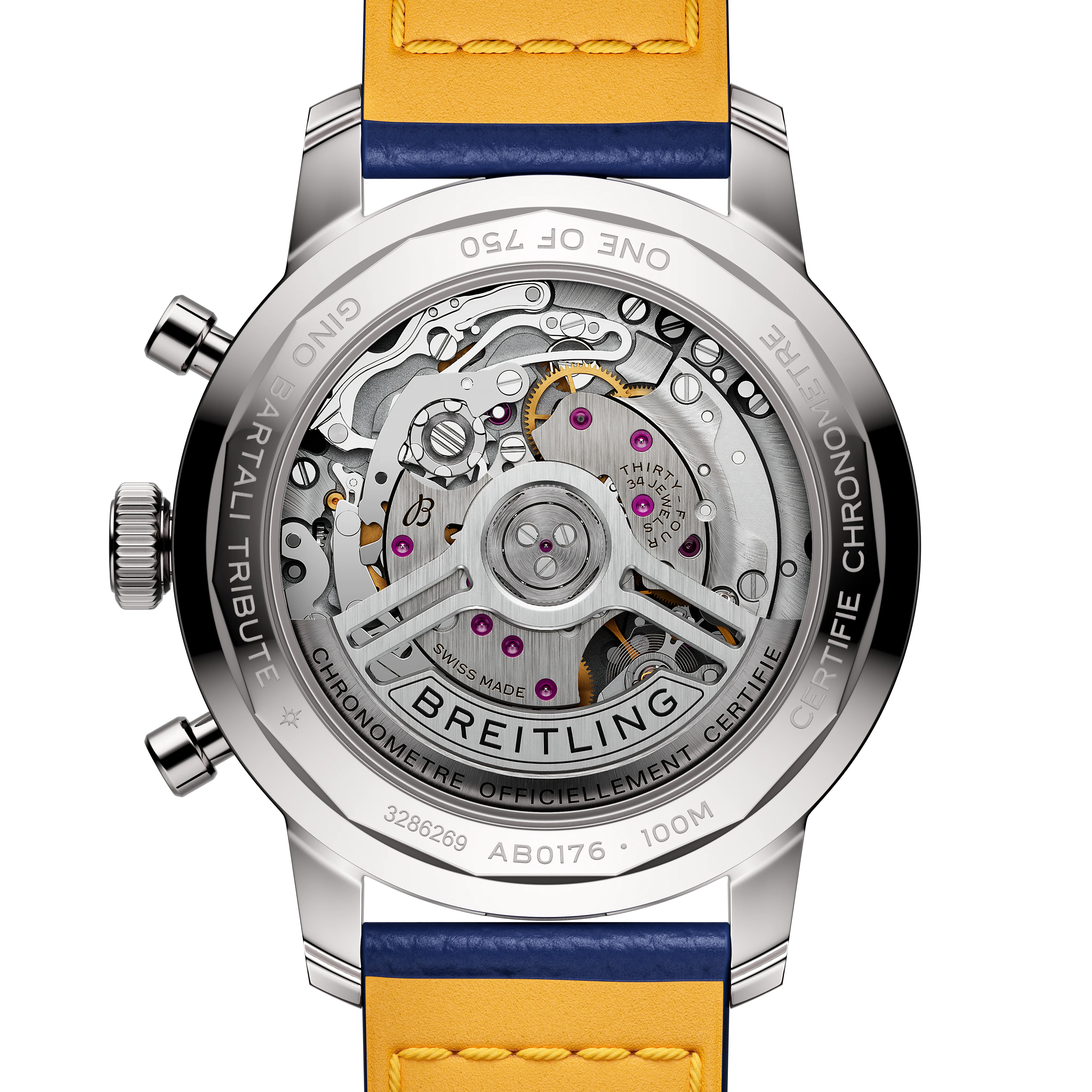 Breitling Top Time B01 Gino Bartali 41mm Watch with Blue Leather Strap - Image 3