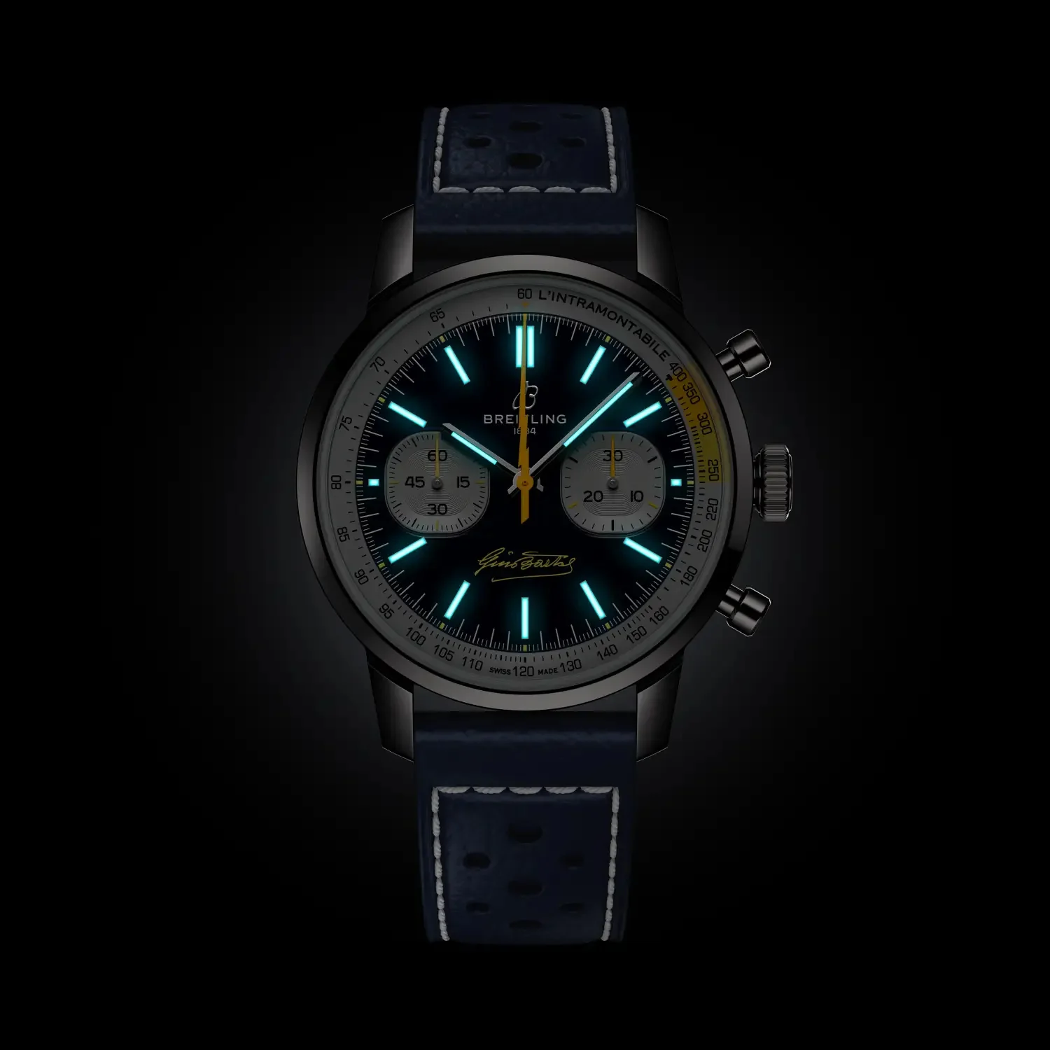 Breitling Top Time B01 Gino Bartali 41mm Watch with Blue Leather Strap - Image 5