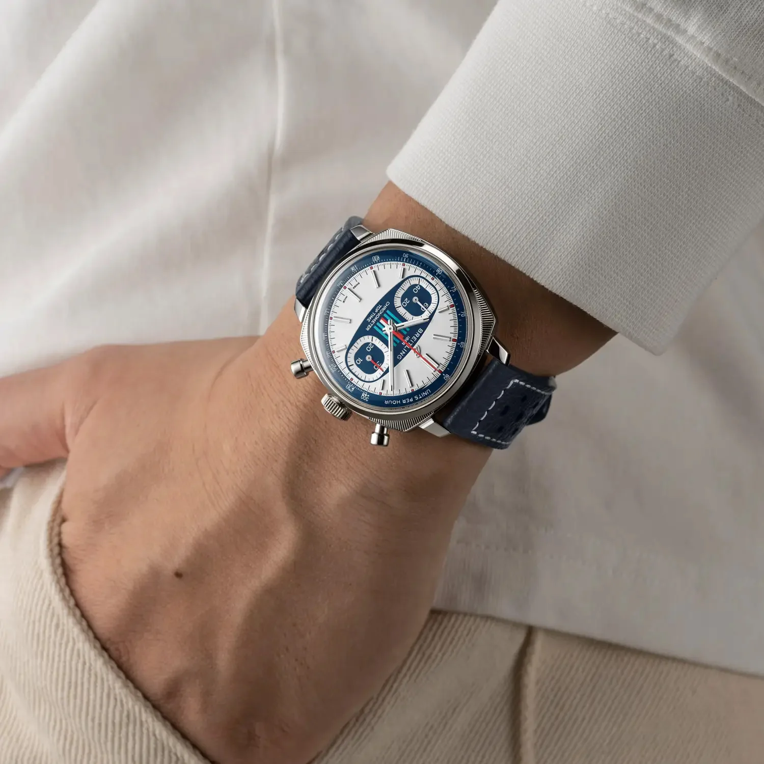 Breitling Top Time B01 Racing 38mm Watch with Dark Blue Leather Strap, Limited Edition - Image 5