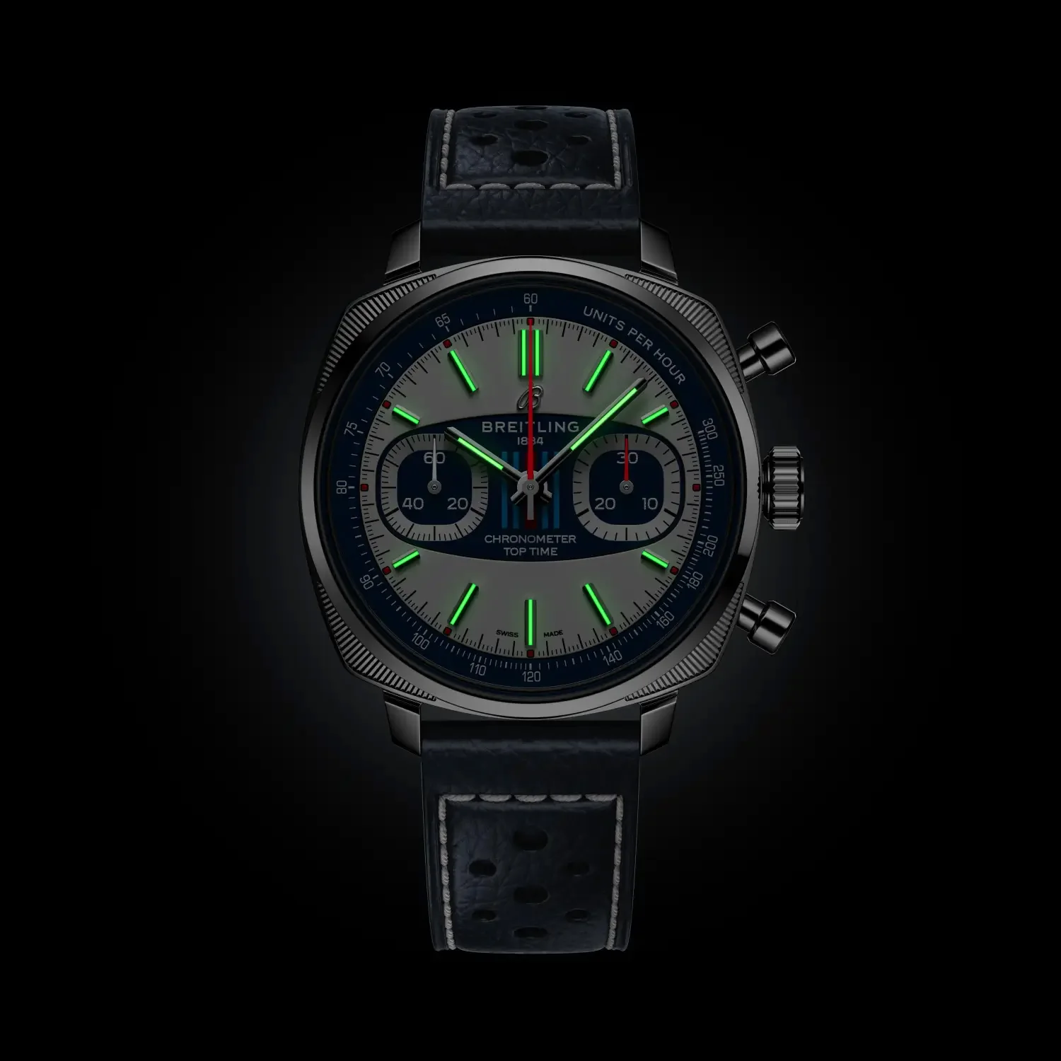 Breitling Top Time B01 Racing 38mm Watch with Dark Blue Leather Strap, Limited Edition - Image 6