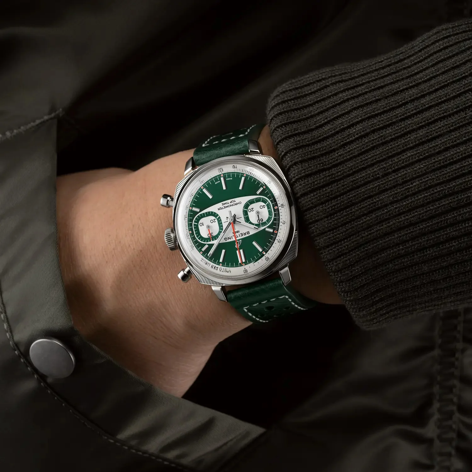 Breitling Top Time B01 Racing 38mm Watch with Green Leather Strap, Limited Edition - Image 5