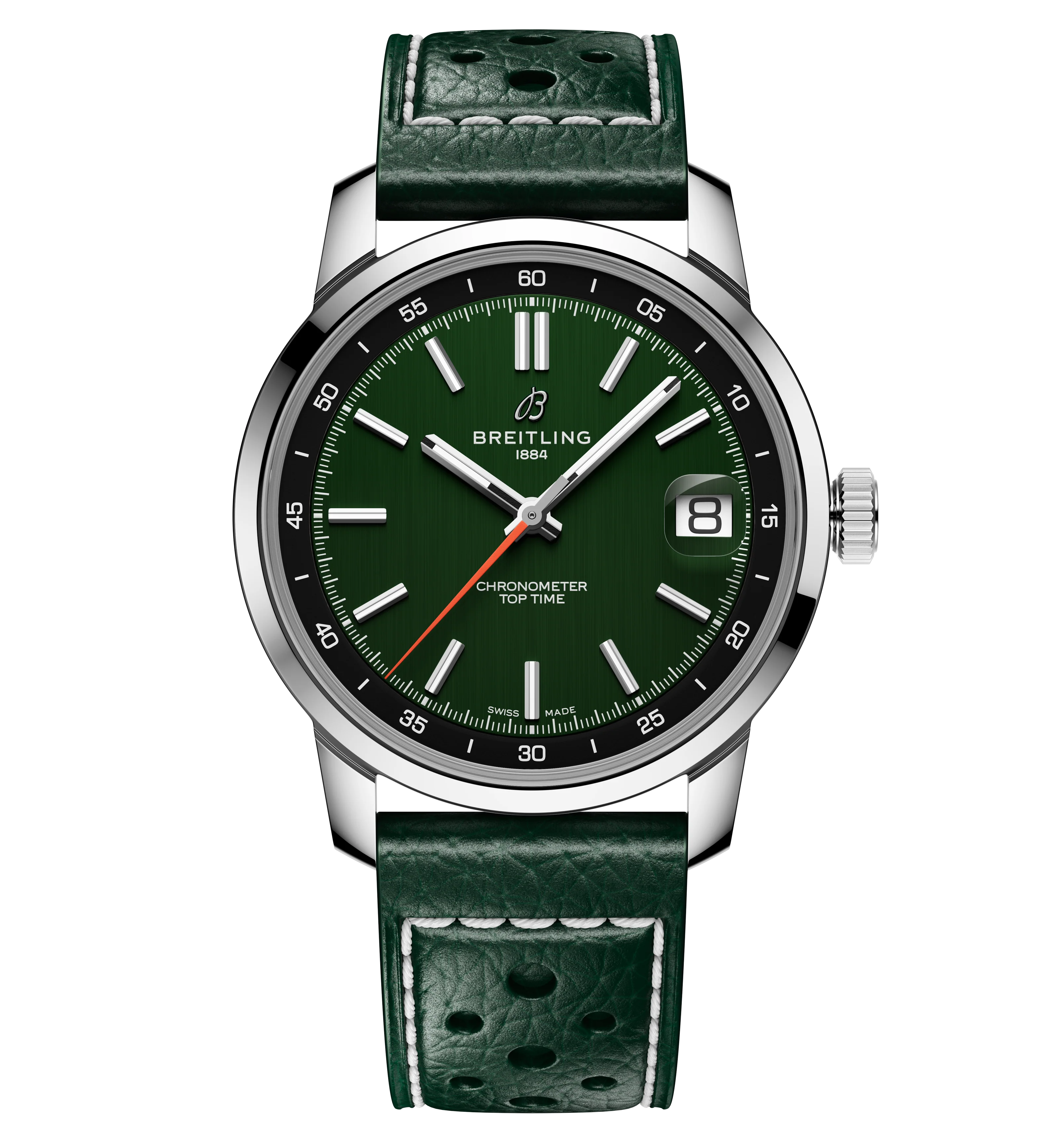 Breitling Top Time B31 38mm Watch with Green Leather Strap