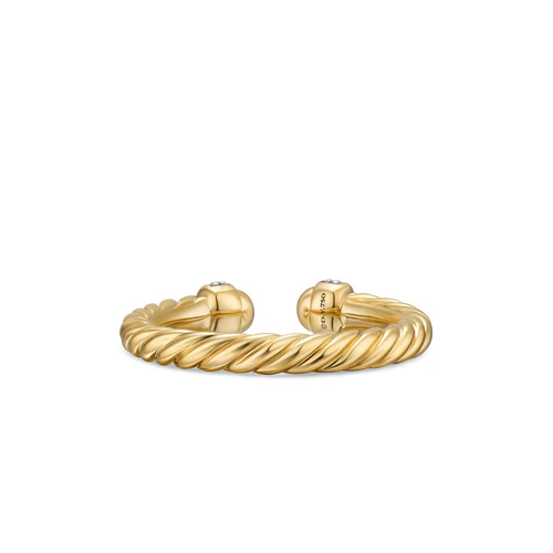 Cable Band Open Ring in 18K Yellow Gold with Diamonds, 2.8mm, Size 6 - Image 3