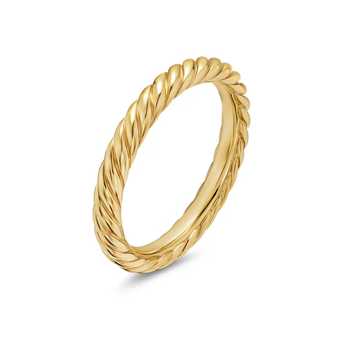 Cable Band Ring in 18K Yellow Gold, 2.8mm, Size 5 - Image 3