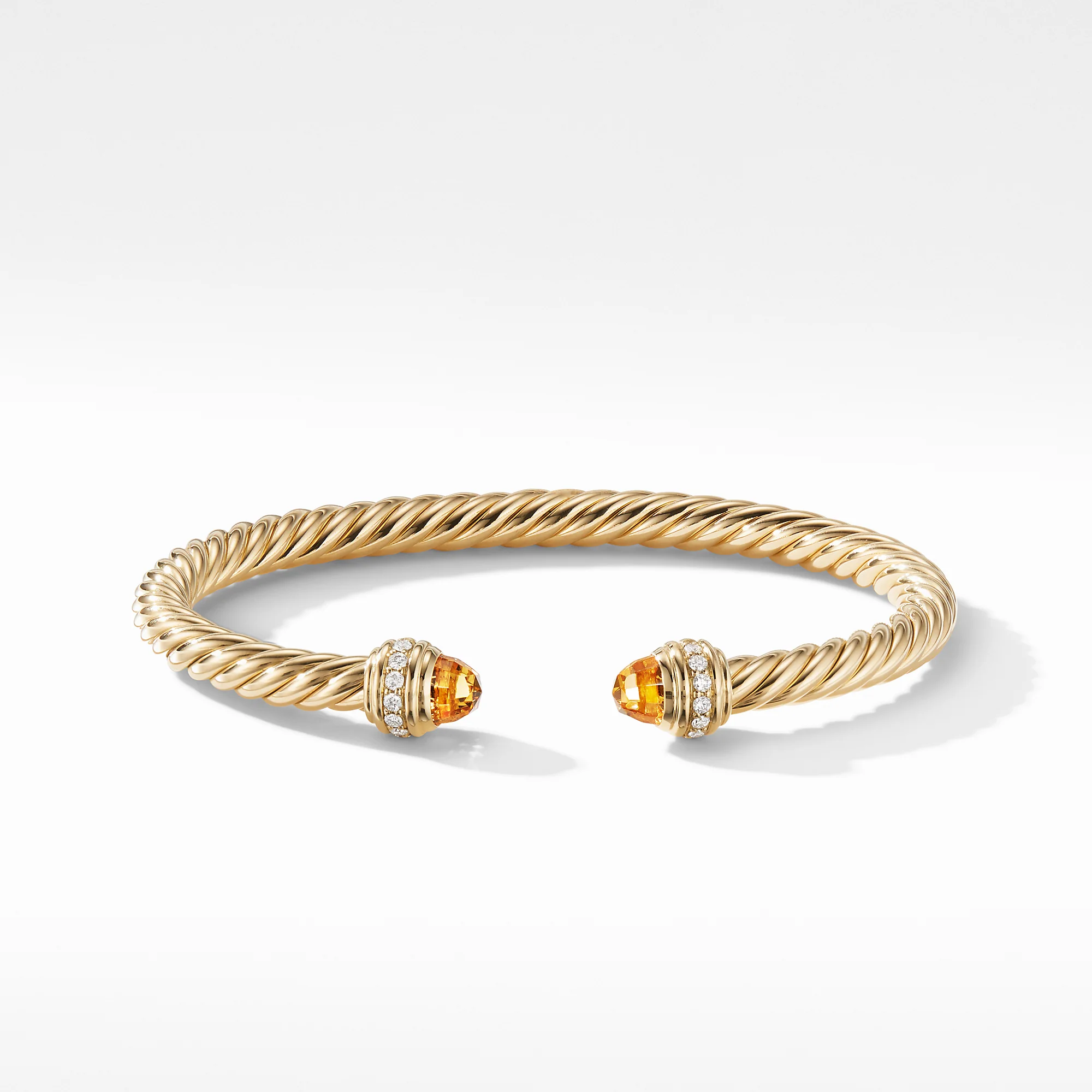 Cable Bracelet in 18K Gold with Citrine and Diamonds, Size Medium - Image 2