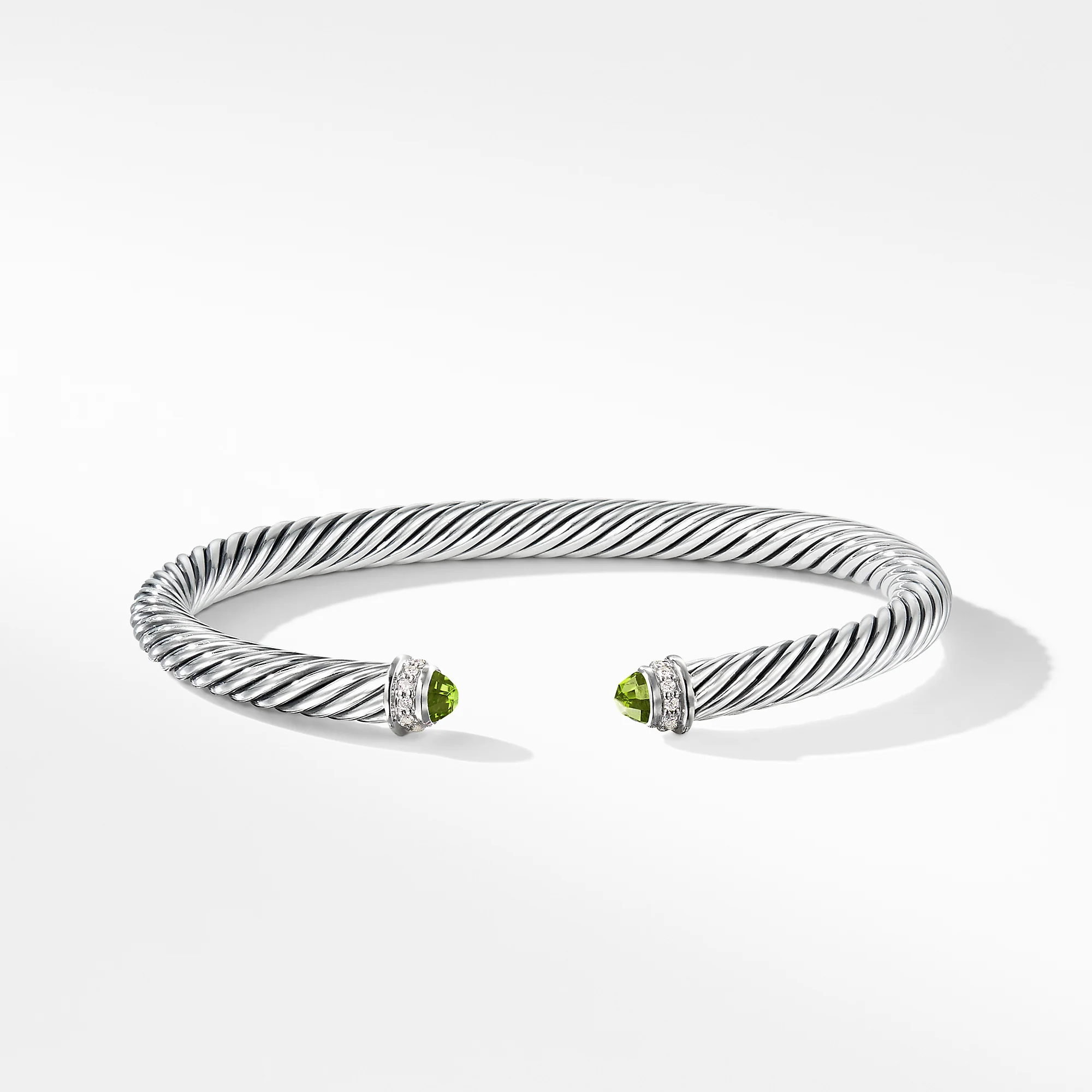 Cable Classic Bracelet with Peridot and Diamonds, Size Large - Image 2