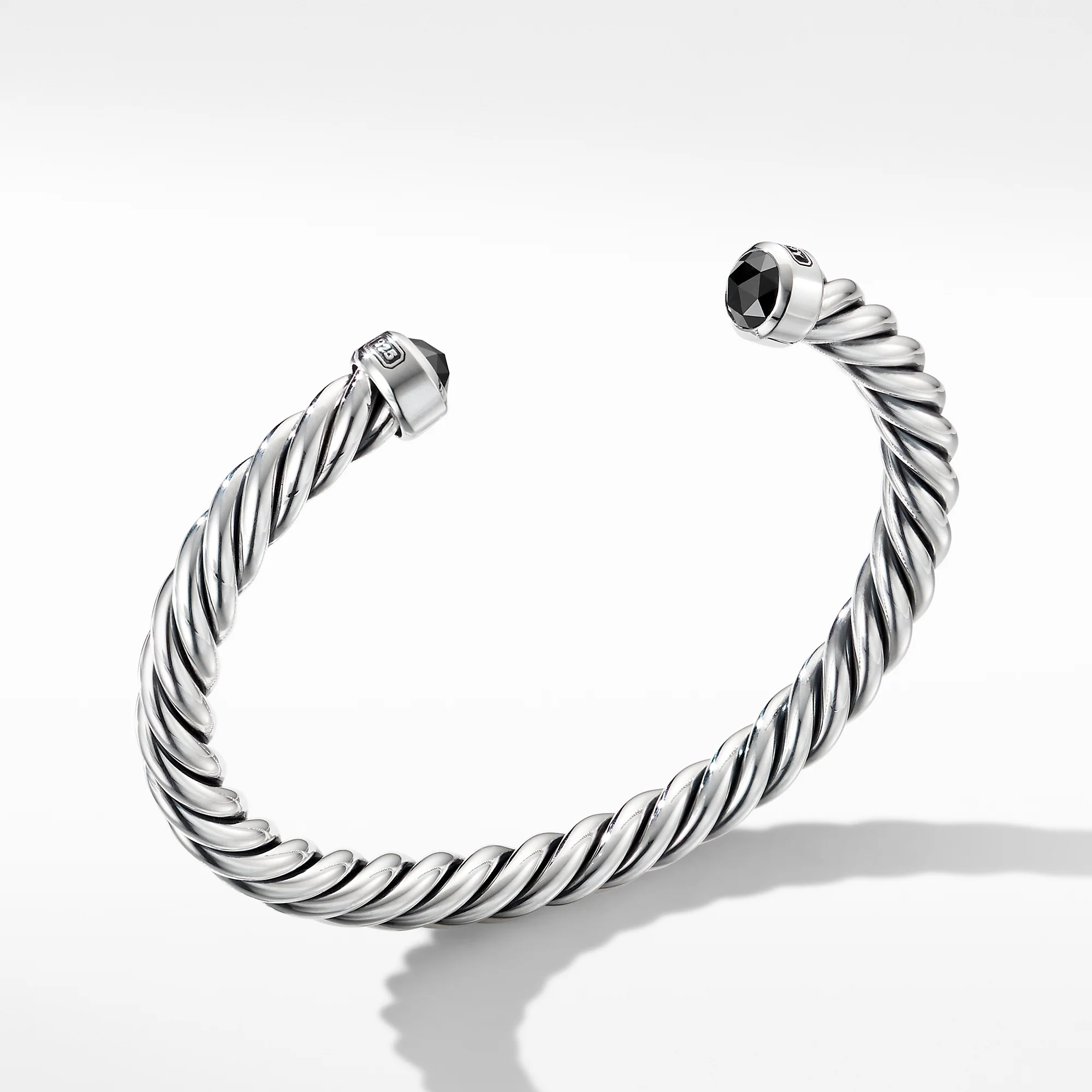 Cable Classic Cuff Bracelet with Black Diamonds, Size Medium