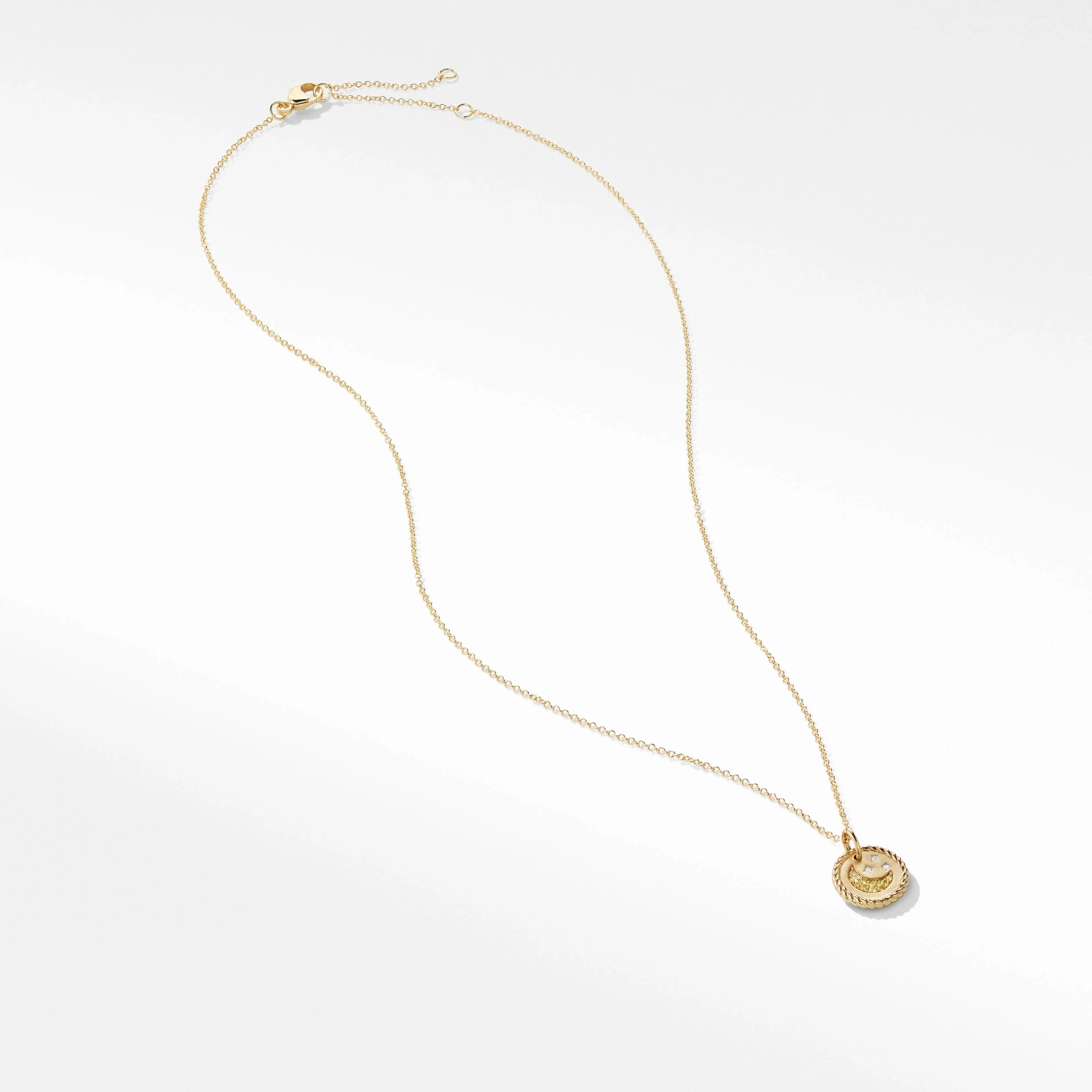 Cable Collectibles® Moon and Stars Necklace with Diamonds and Yellow Sapphires in 18K Gold, 18" Length - Image 2