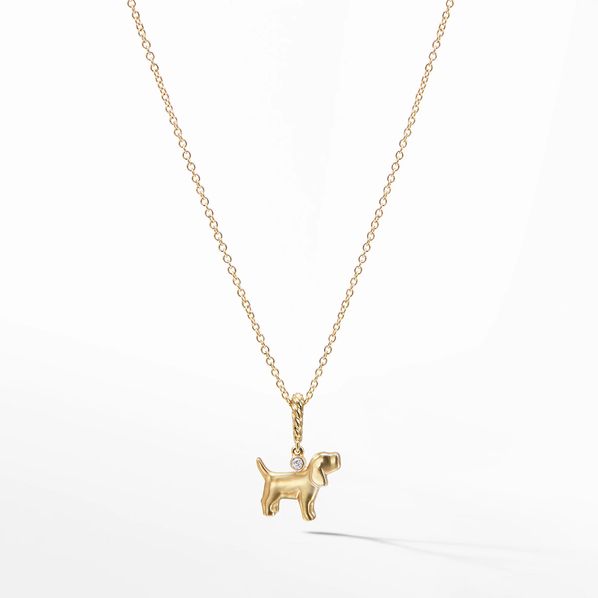 Cable Collectibles® Kids Dog Charm Necklace in 18K Gold with Diamonds